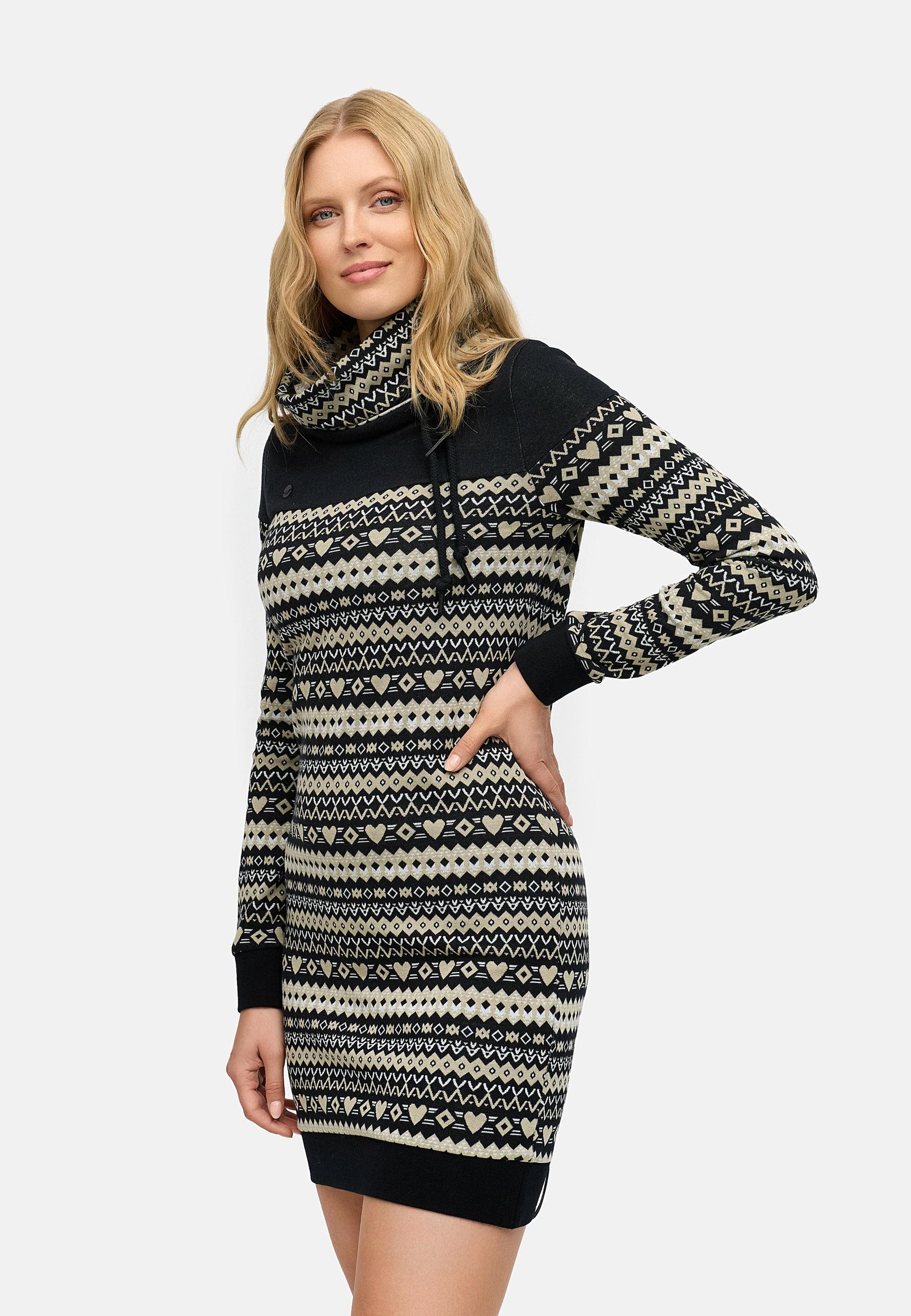 Jersey Kleid mit Schlauchkragen "Chlloe Jacquard YOUMODO" Black