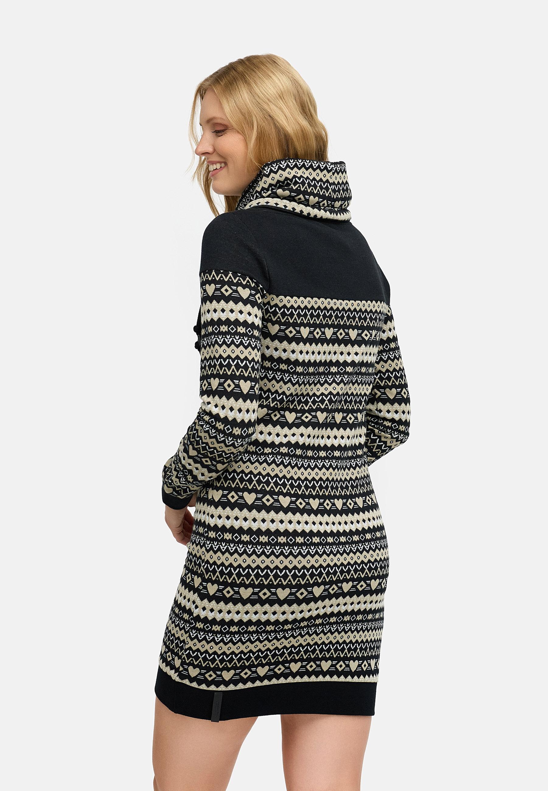 Jersey Kleid mit Schlauchkragen "Chlloe Jacquard YOUMODO" Black