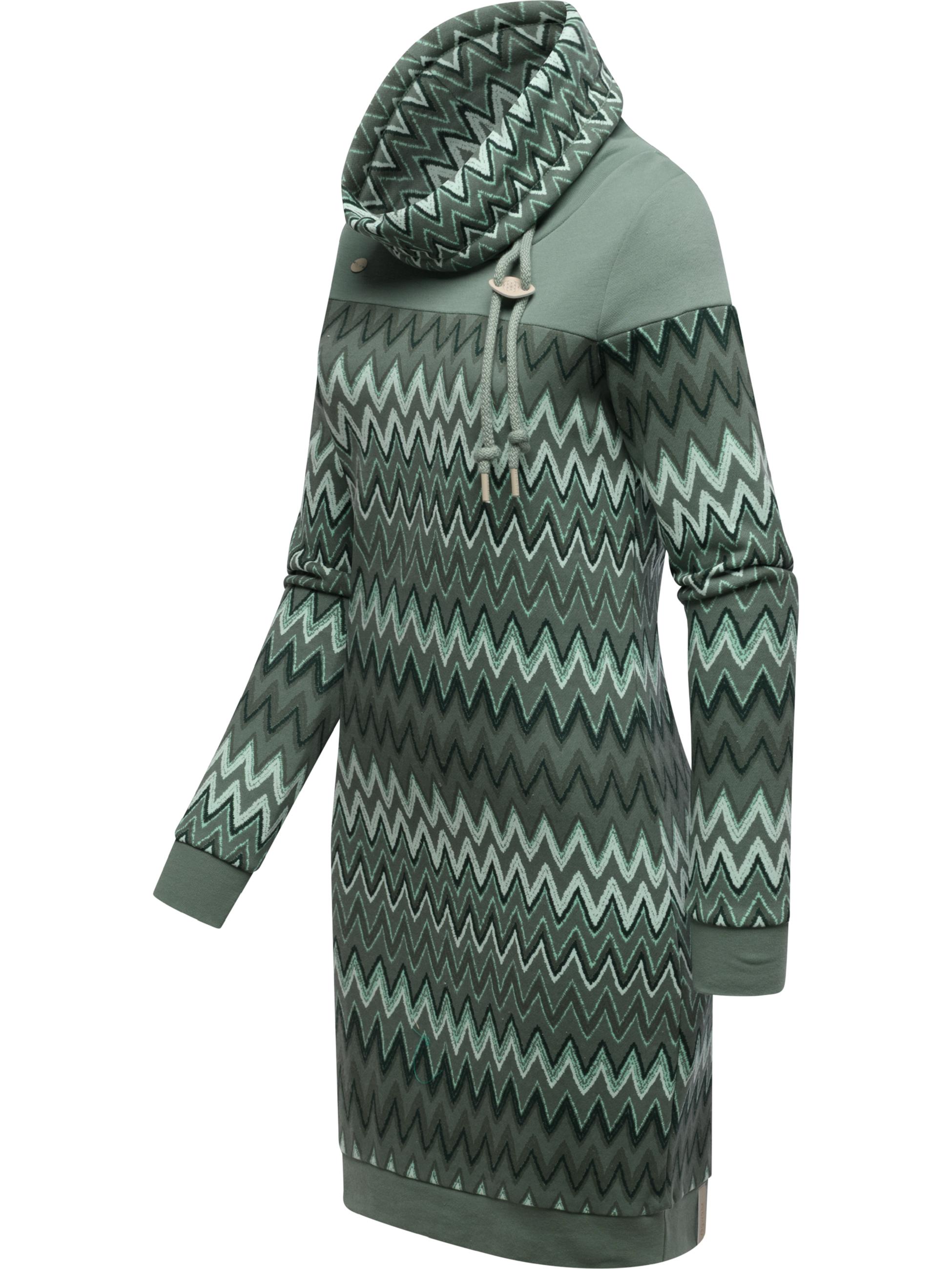 Jersey Kleid mit Schlauchkragen "Chlloe Zig Zag YOUMODO" Dusty Green