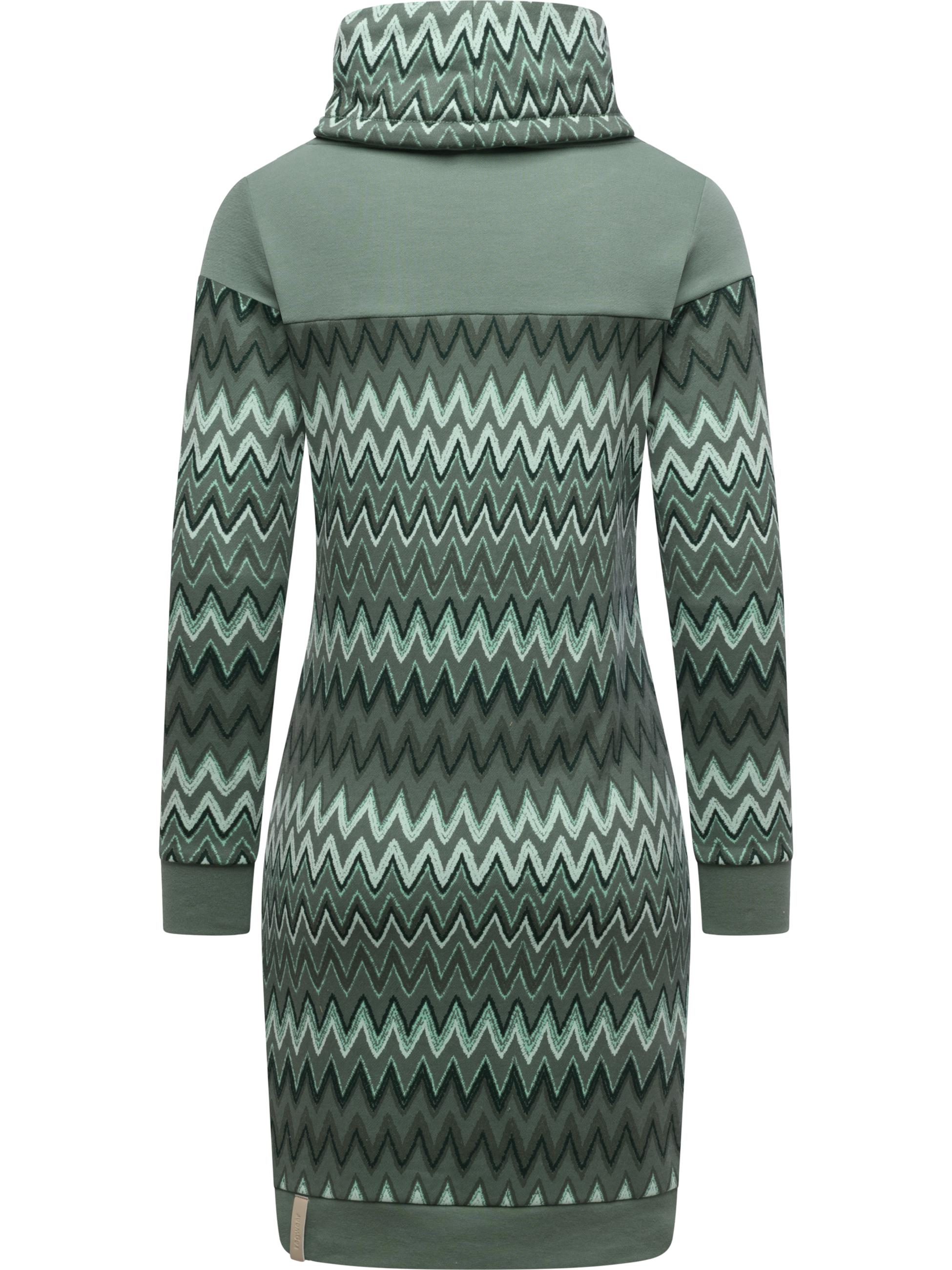 Jersey Kleid mit Schlauchkragen "Chlloe Zig Zag YOUMODO" Dusty Green