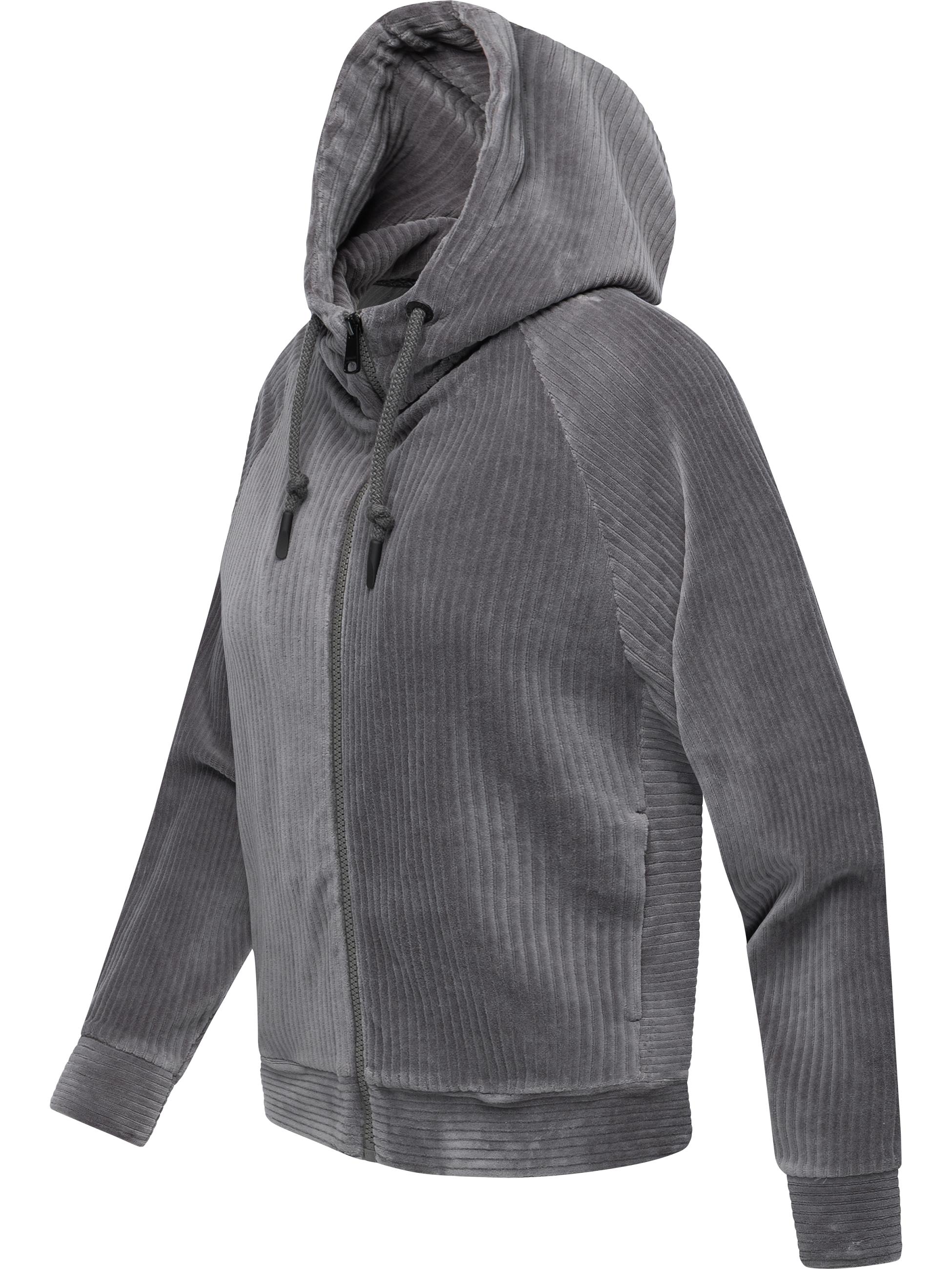 Sweatjacke aus weichem Kord "Corduly Cordy" Stone Grey