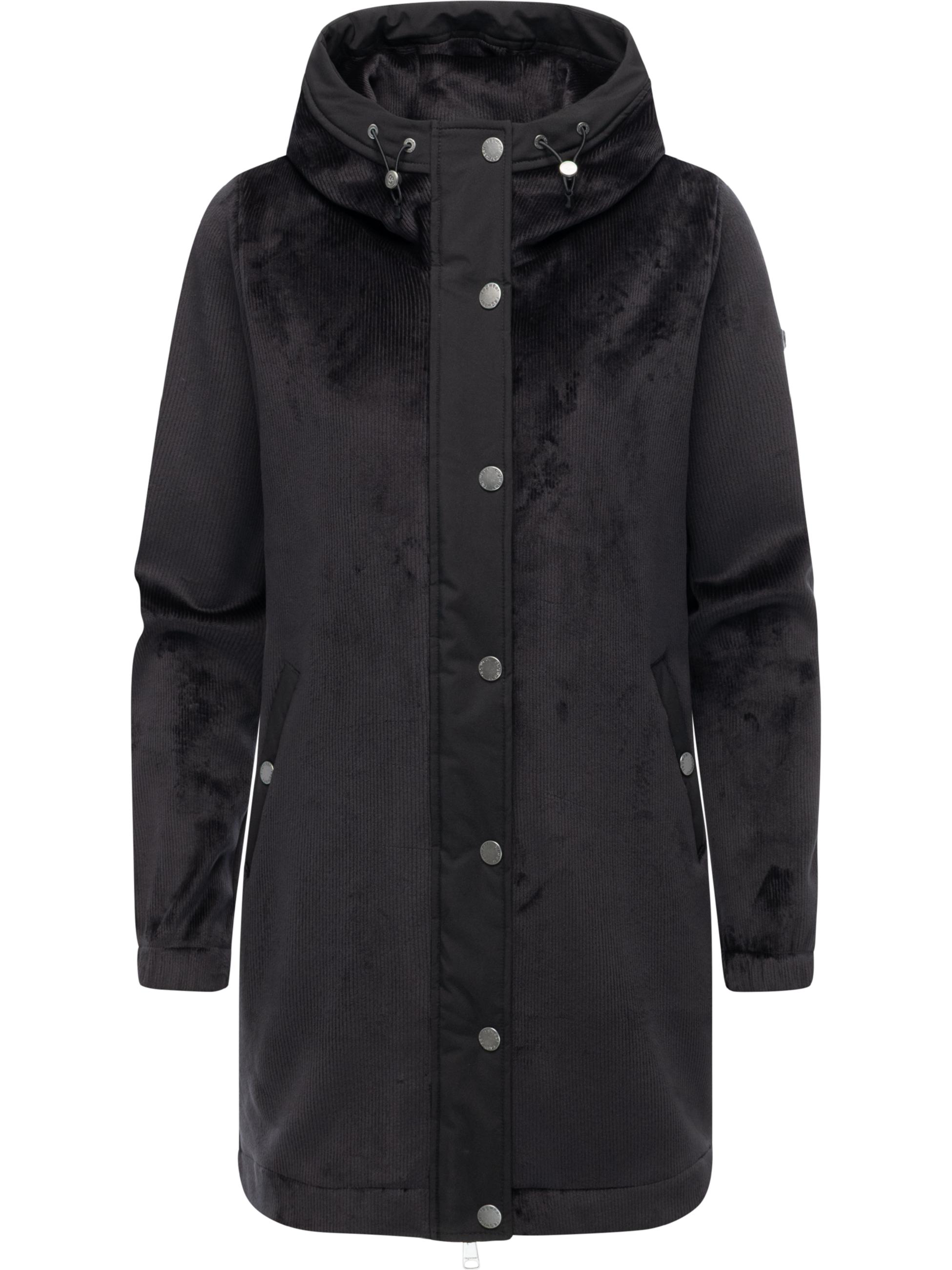 Weicher Damen Kurzmantel mit Kapuze "Cousy Bonded YOUMODO" Black