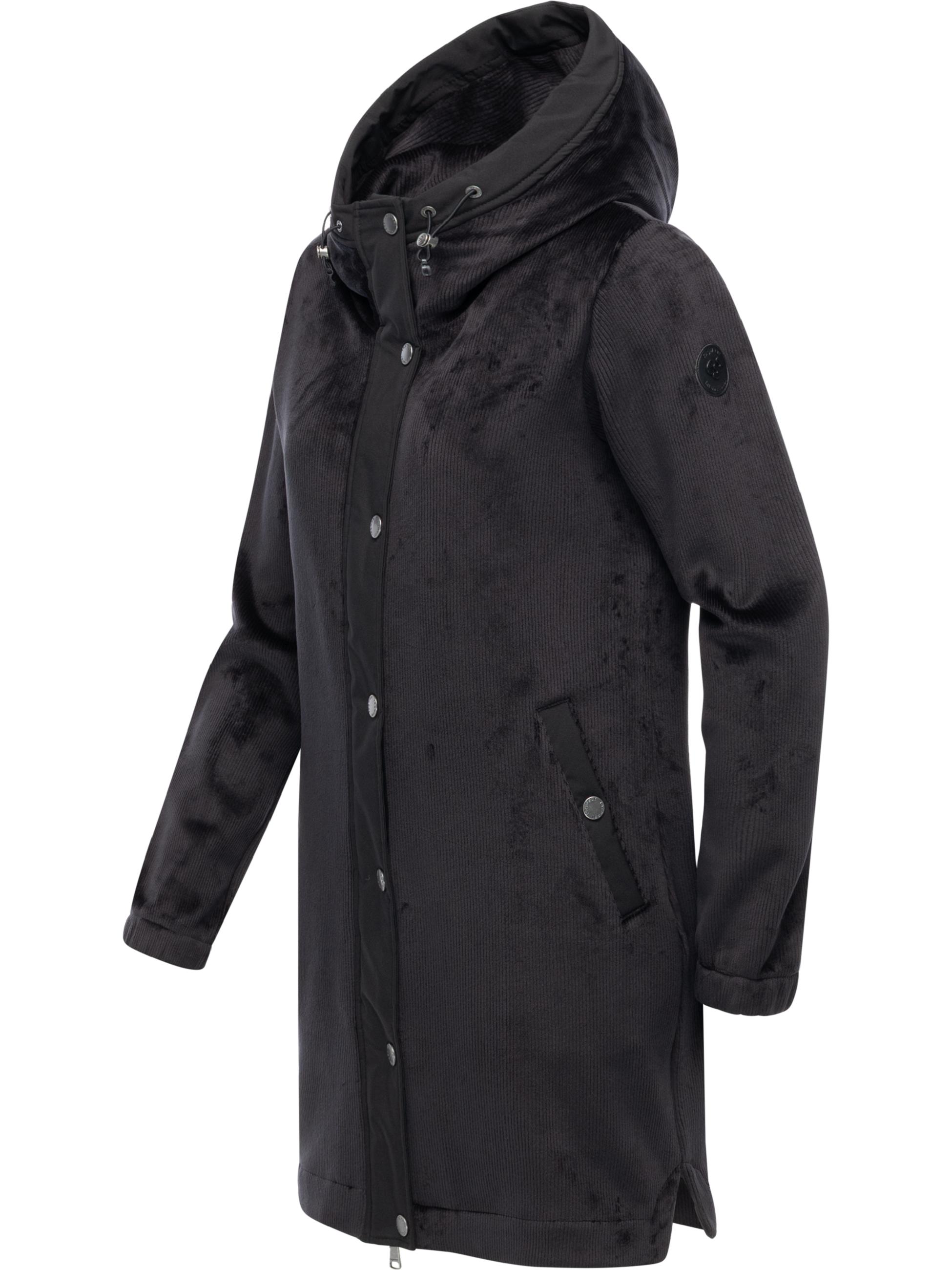 Weicher Damen Kurzmantel mit Kapuze "Cousy Bonded YOUMODO" Black