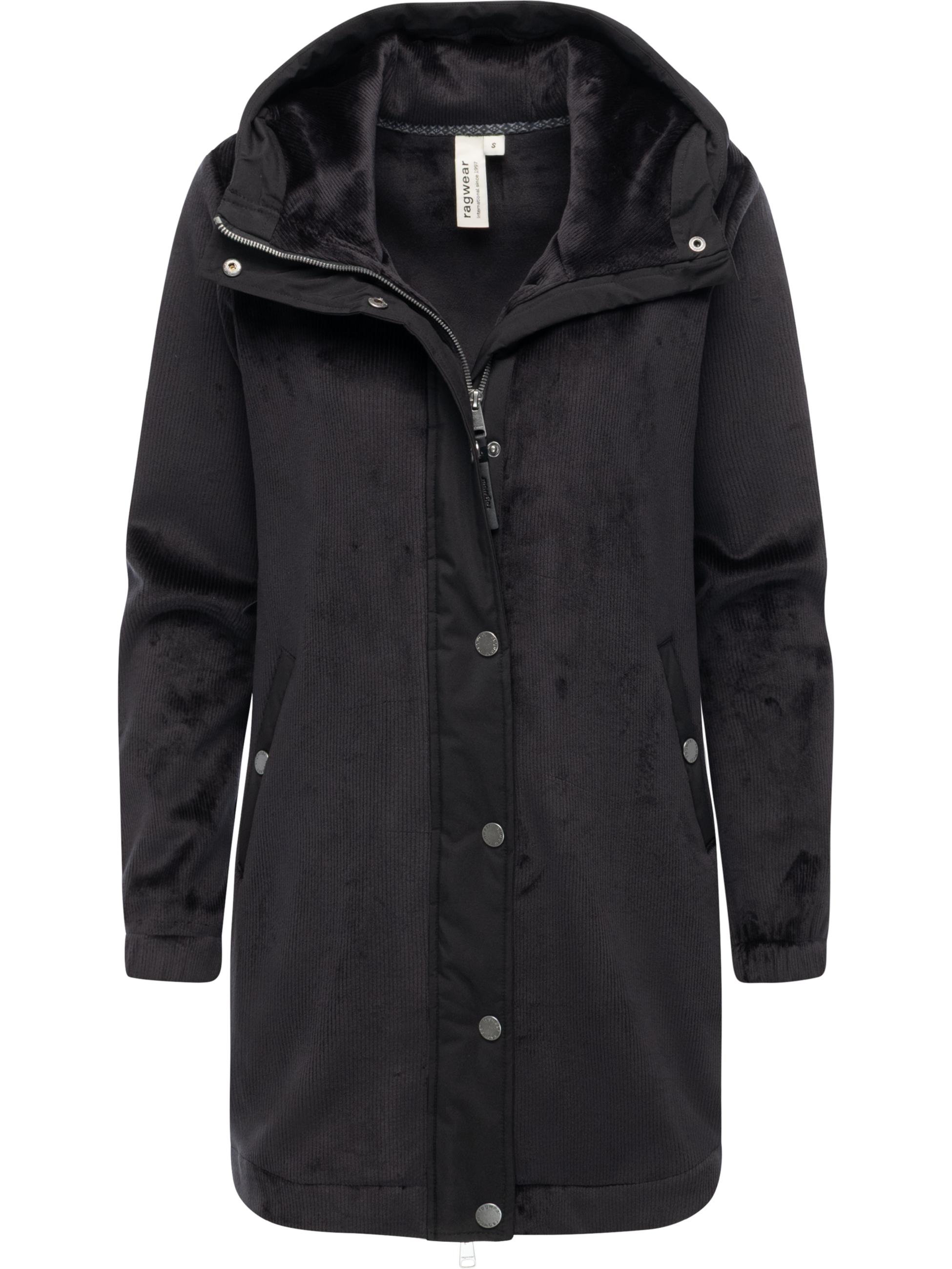Weicher Damen Kurzmantel mit Kapuze "Cousy Bonded YOUMODO" Black