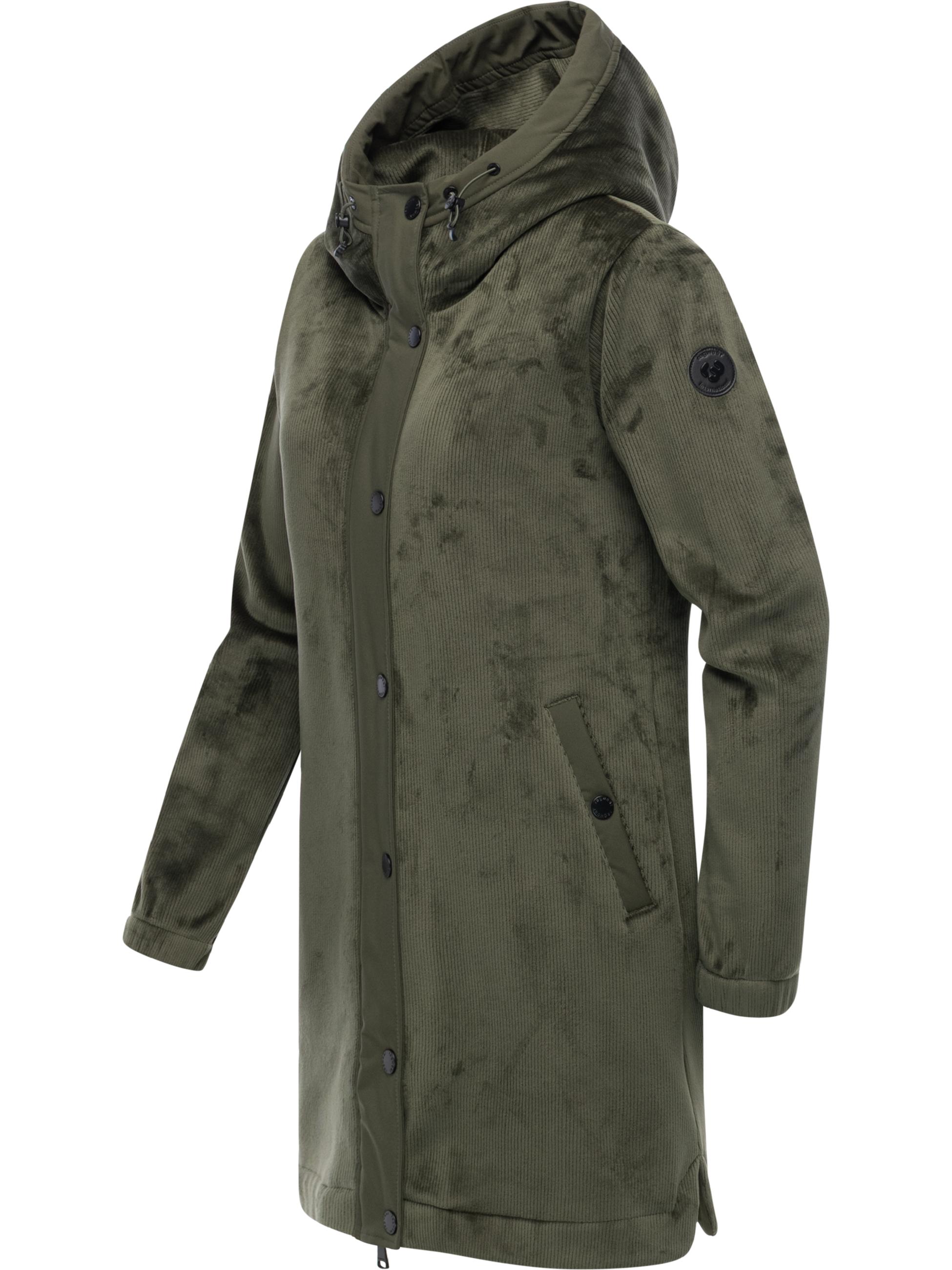 Weicher Damen Kurzmantel mit Kapuze "Cousy Bonded YOUMODO" Dark Olive