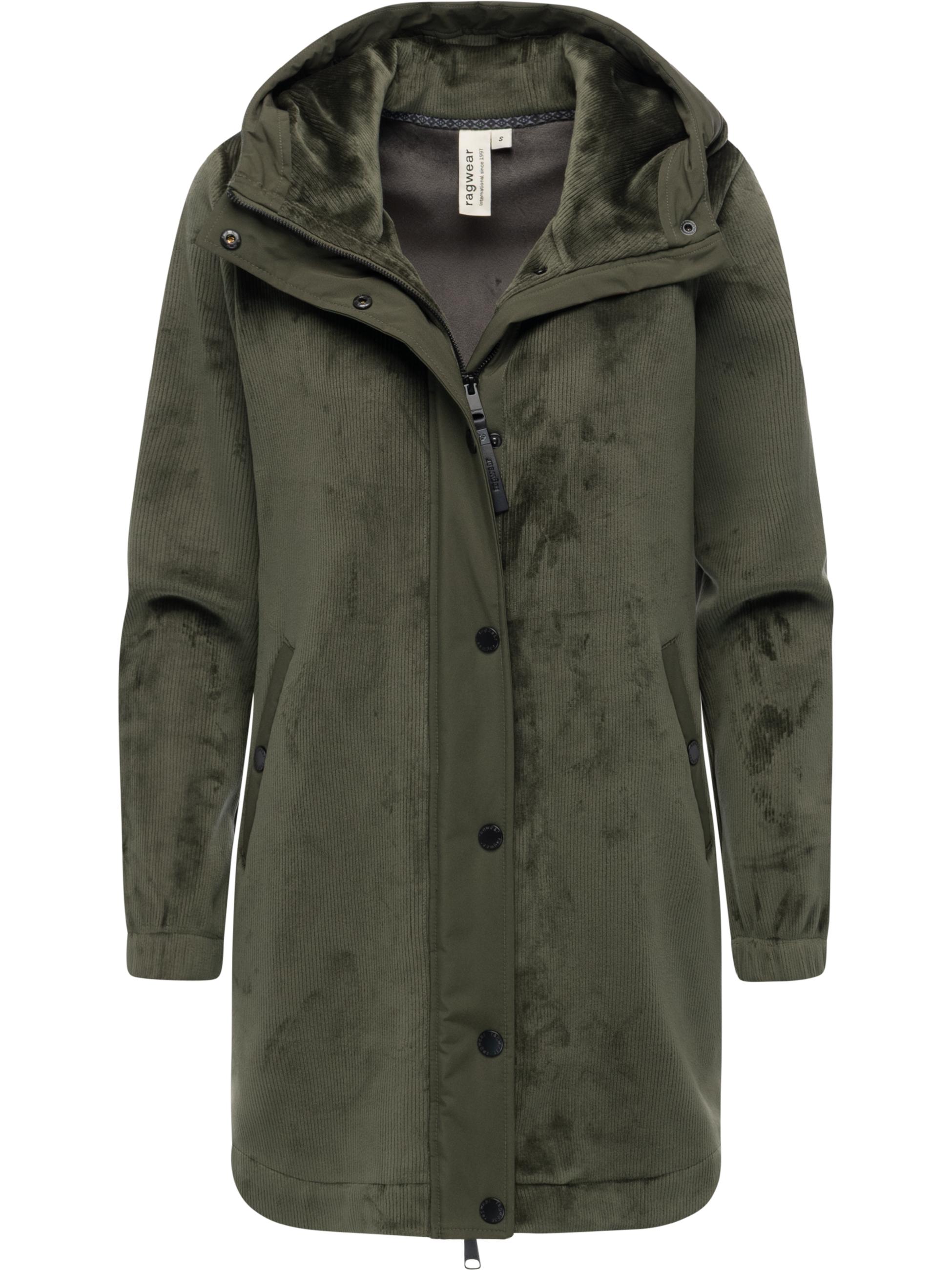 Weicher Damen Kurzmantel mit Kapuze "Cousy Bonded YOUMODO" Dark Olive