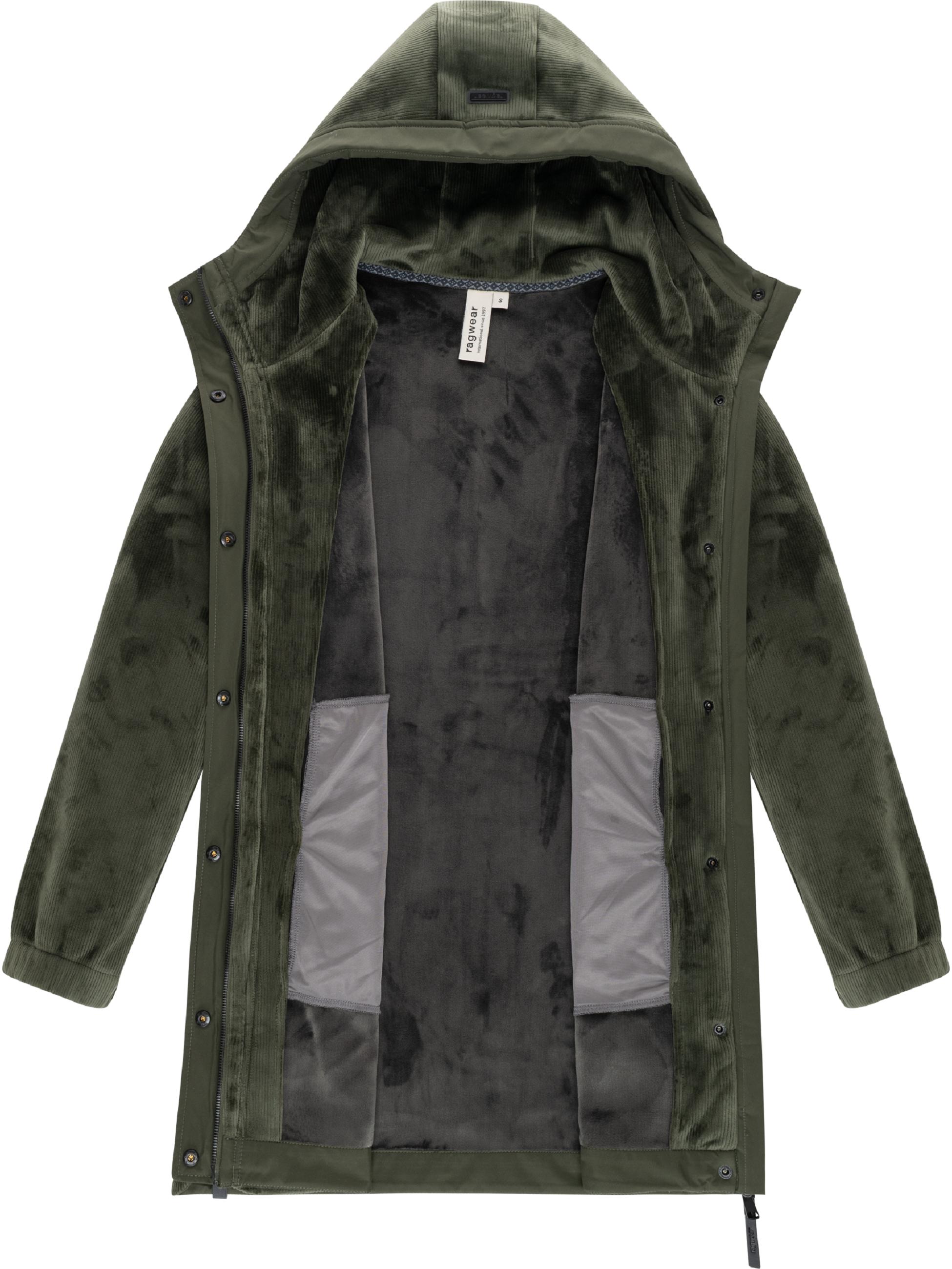Weicher Damen Kurzmantel mit Kapuze "Cousy Bonded YOUMODO" Dark Olive