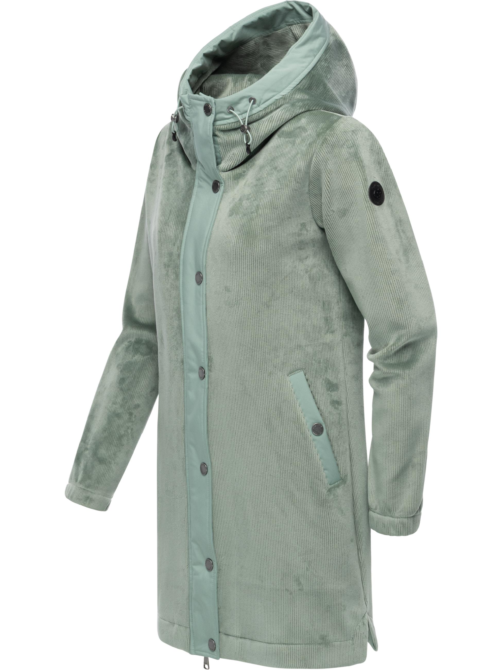 Weicher Damen Kurzmantel mit Kapuze "Cousy Bonded YOUMODO" Dusty Green