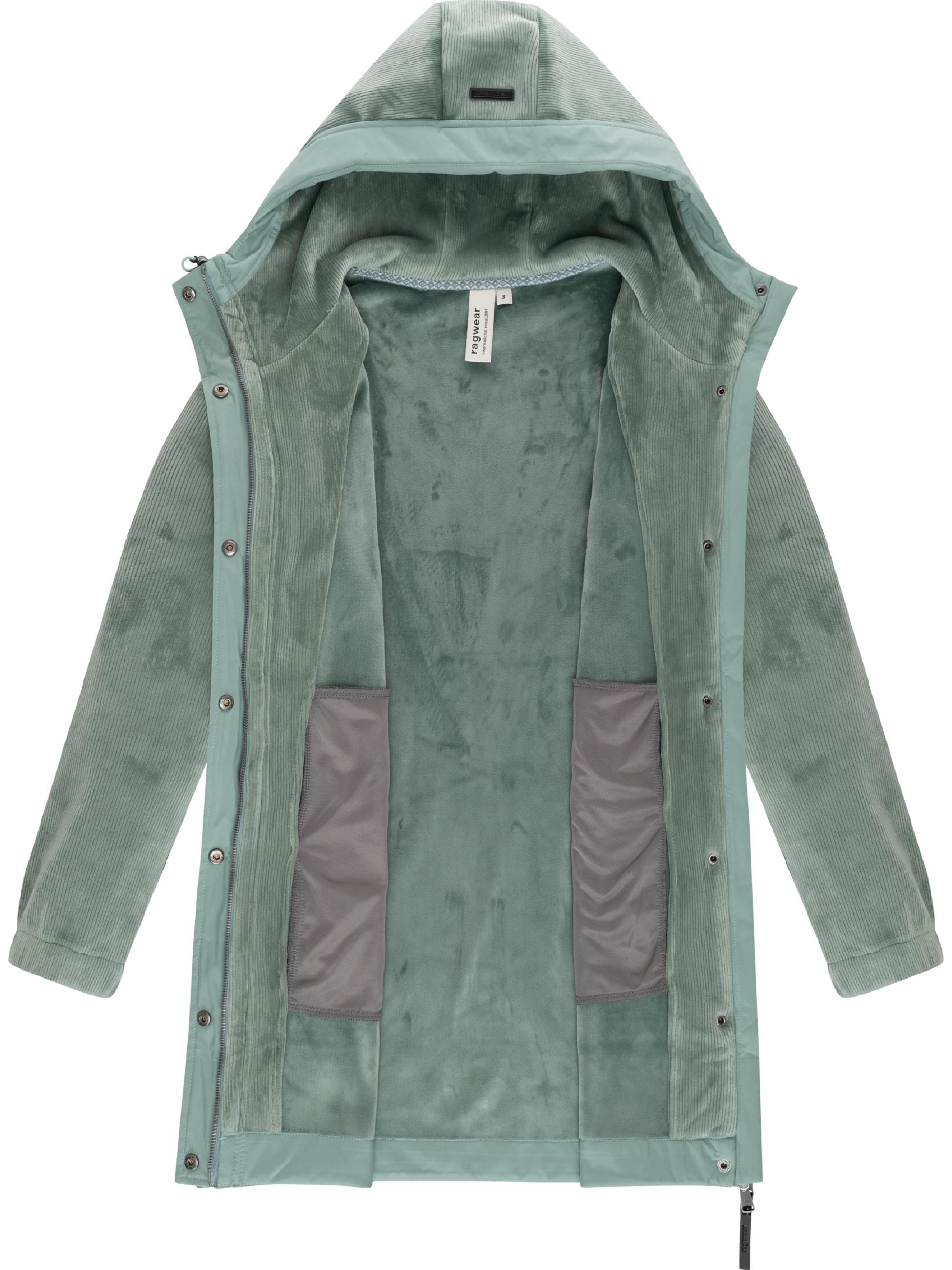 Weicher Damen Kurzmantel mit Kapuze "Cousy Bonded YOUMODO" Dusty Green