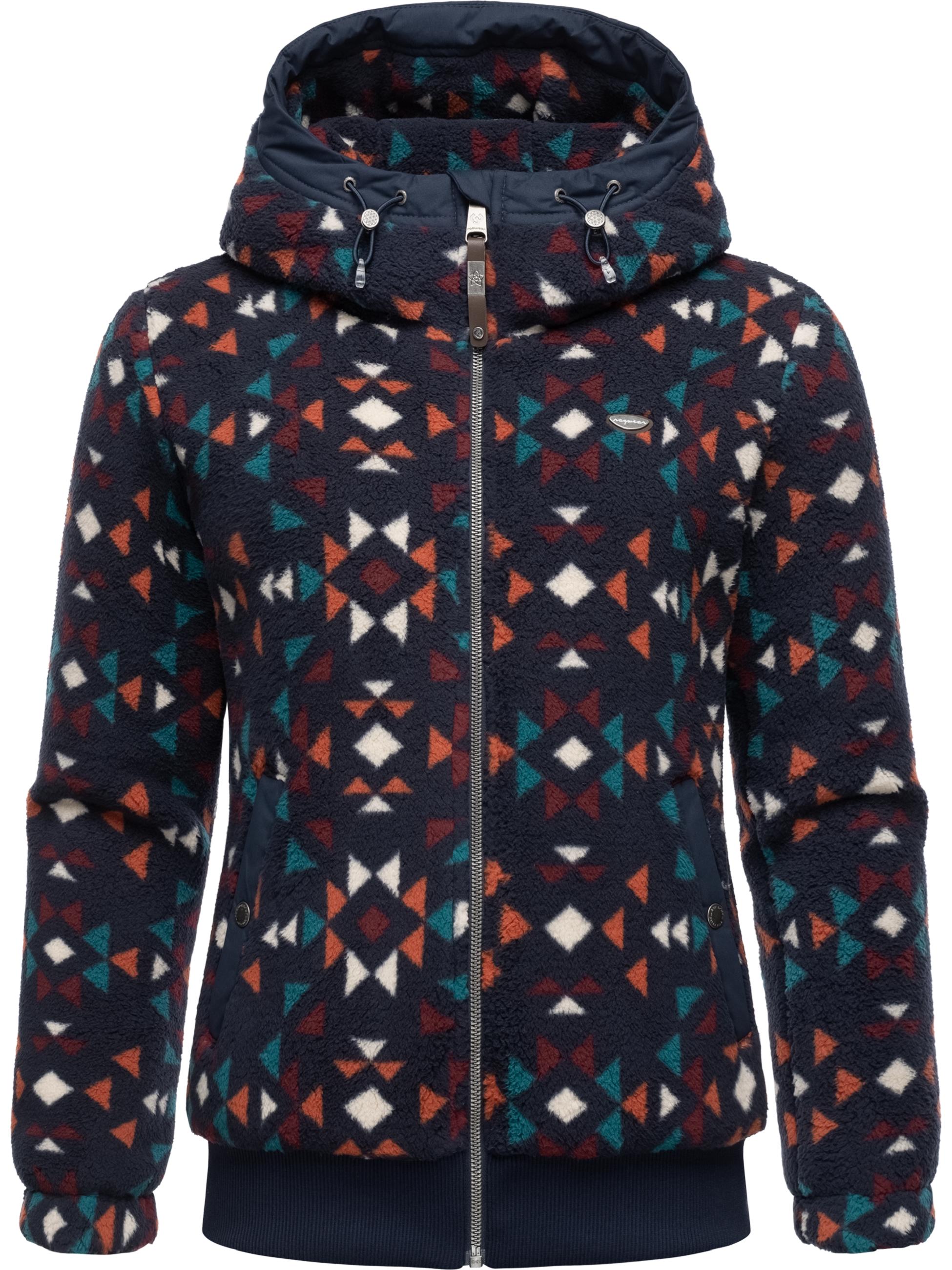 Kuschelige Teddyfell-Jacke "Cousy Short Aztec" Navy