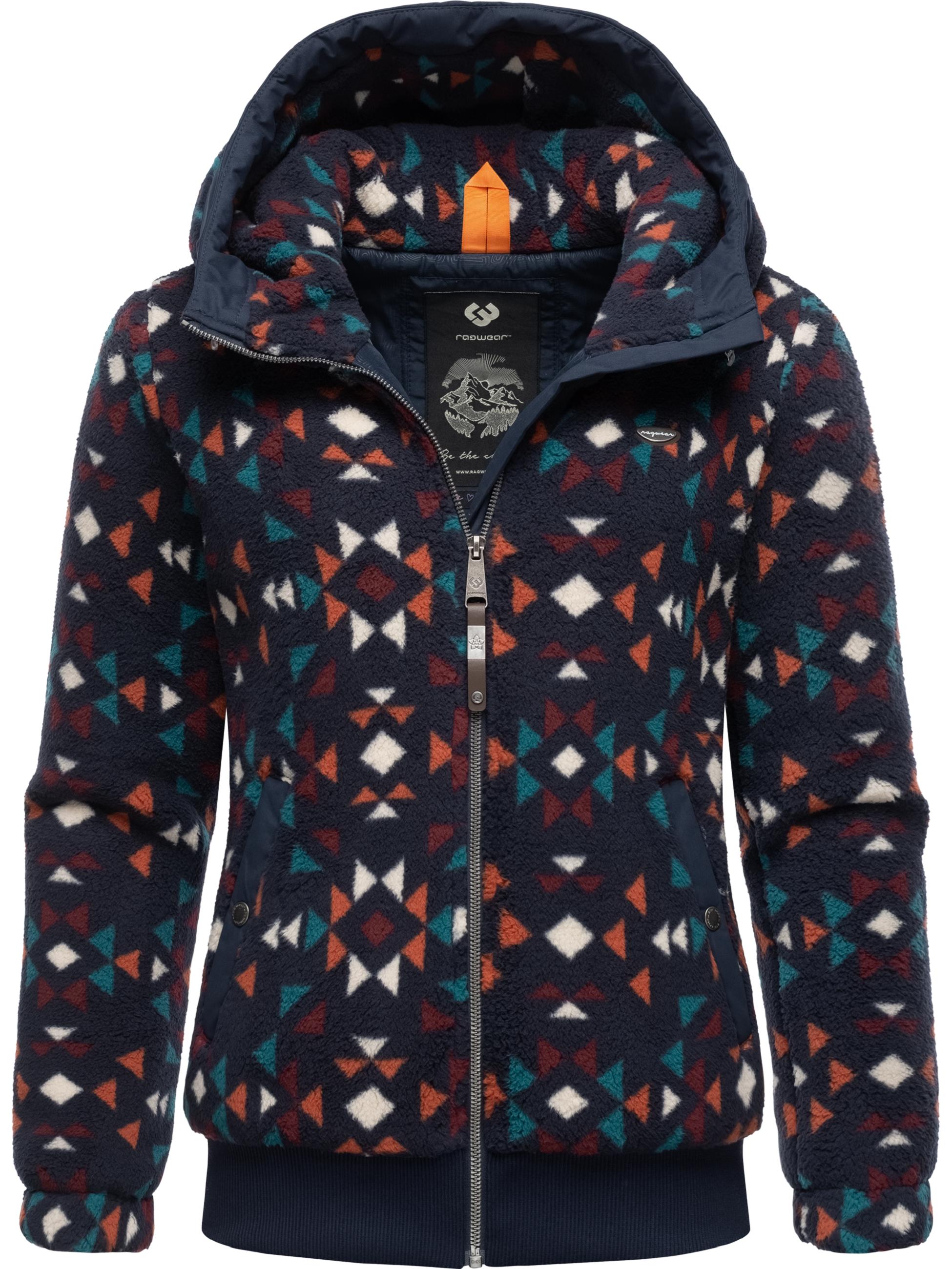 Kuschelige Teddyfell-Jacke "Cousy Short Aztec" Navy