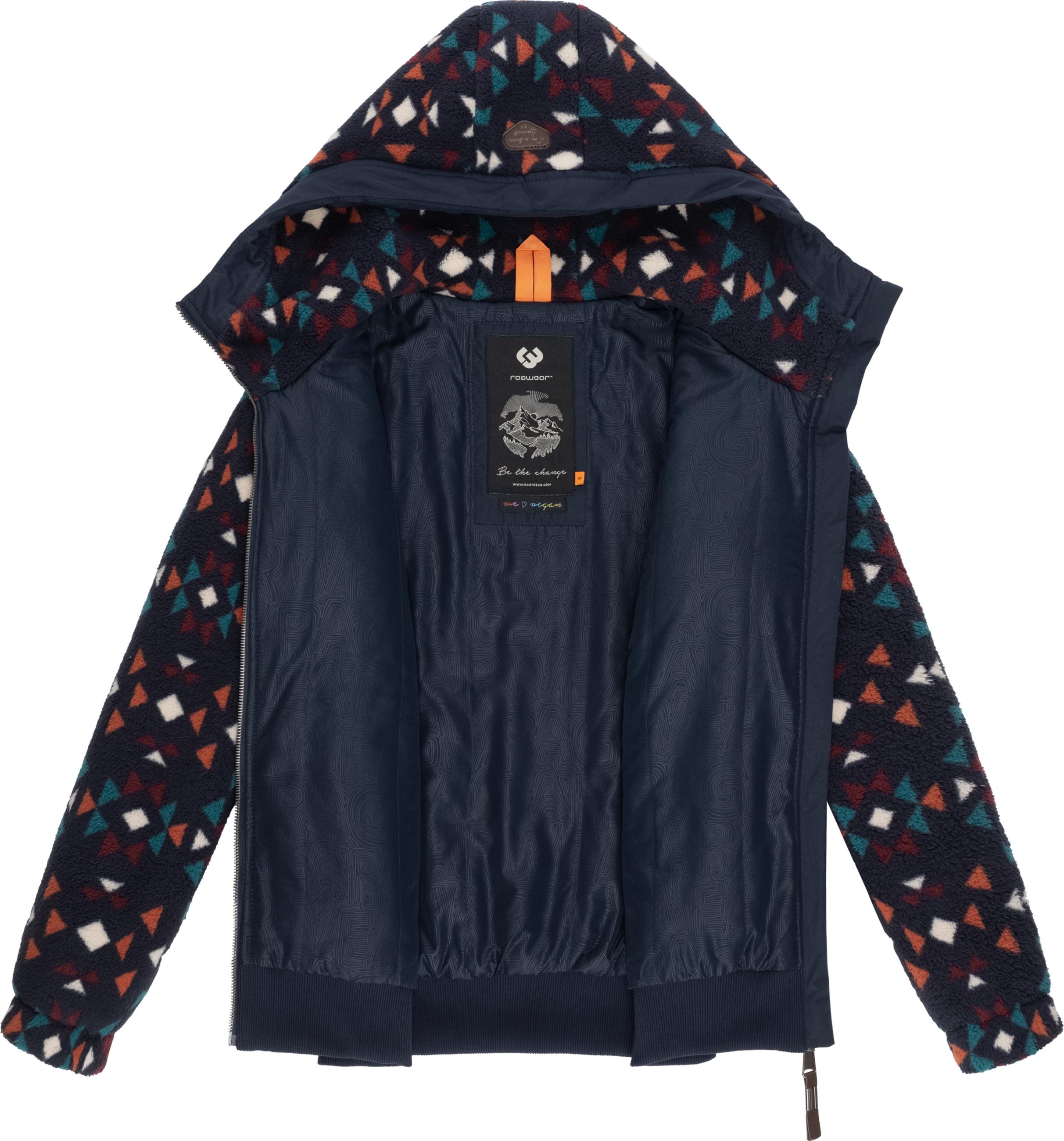 Kuschelige Teddyfell-Jacke "Cousy Short Aztec" Navy