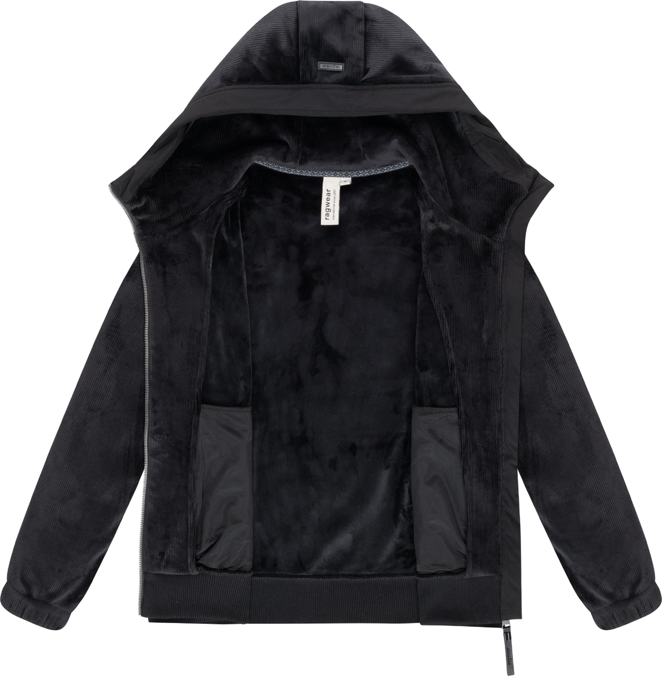 Übergangsjacke Plüschjacke mit kuscheligem Teddyfell-Innenfutter "Cousy Short Bonded" Black