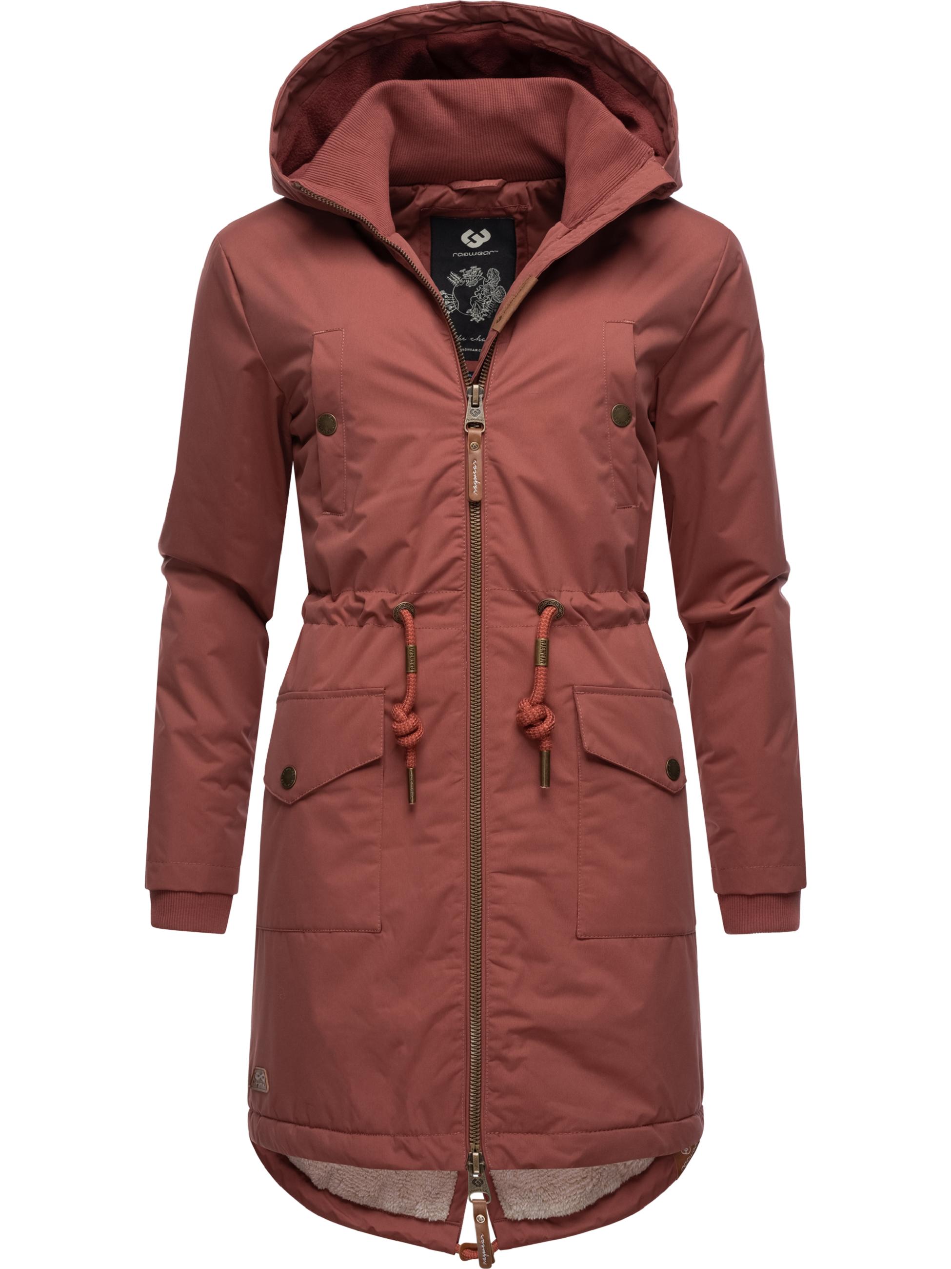 Langer Winterparka mit Kapuze "Crescend" Terracotta