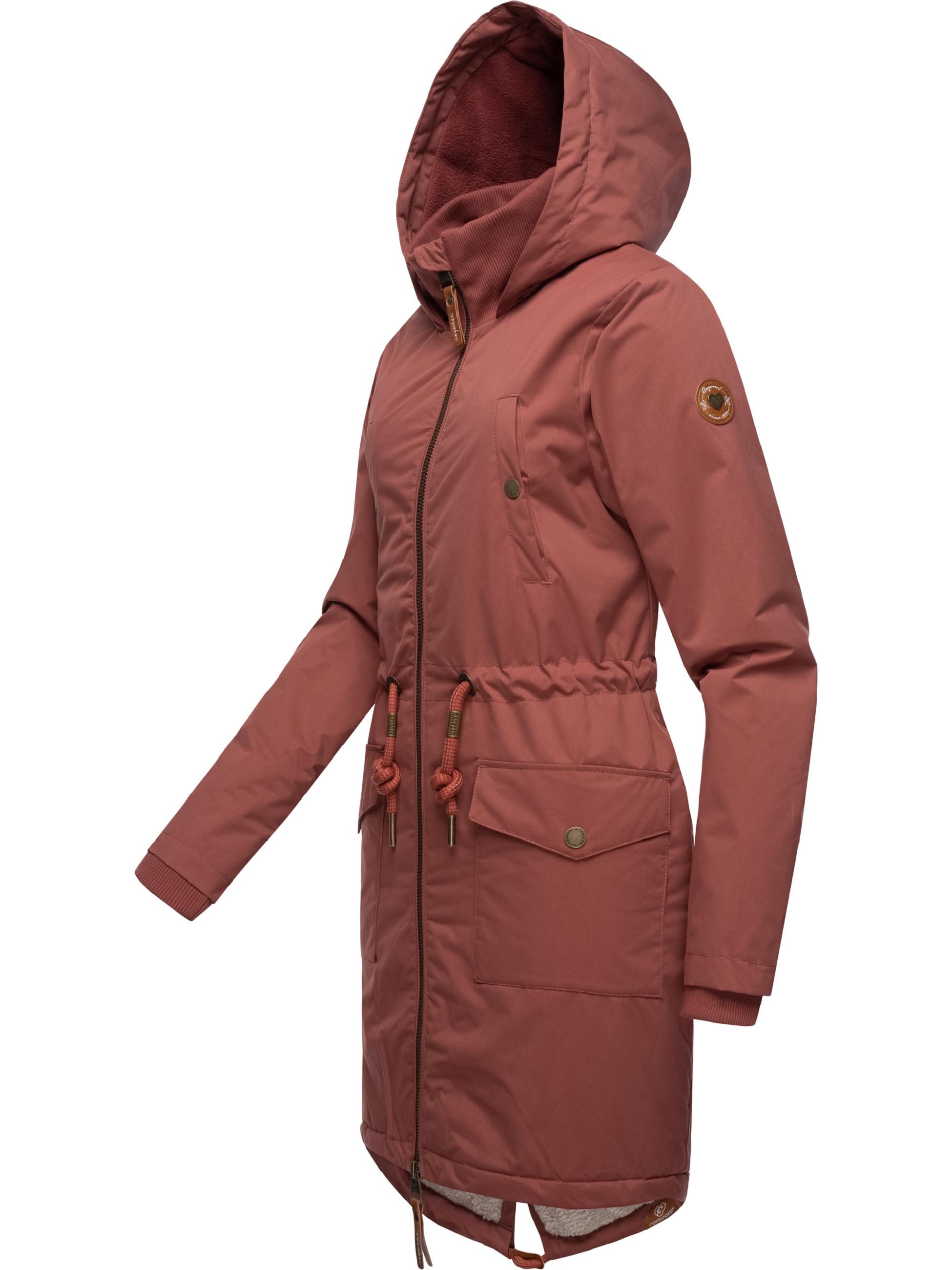 Langer Winterparka mit Kapuze "Crescend" Terracotta