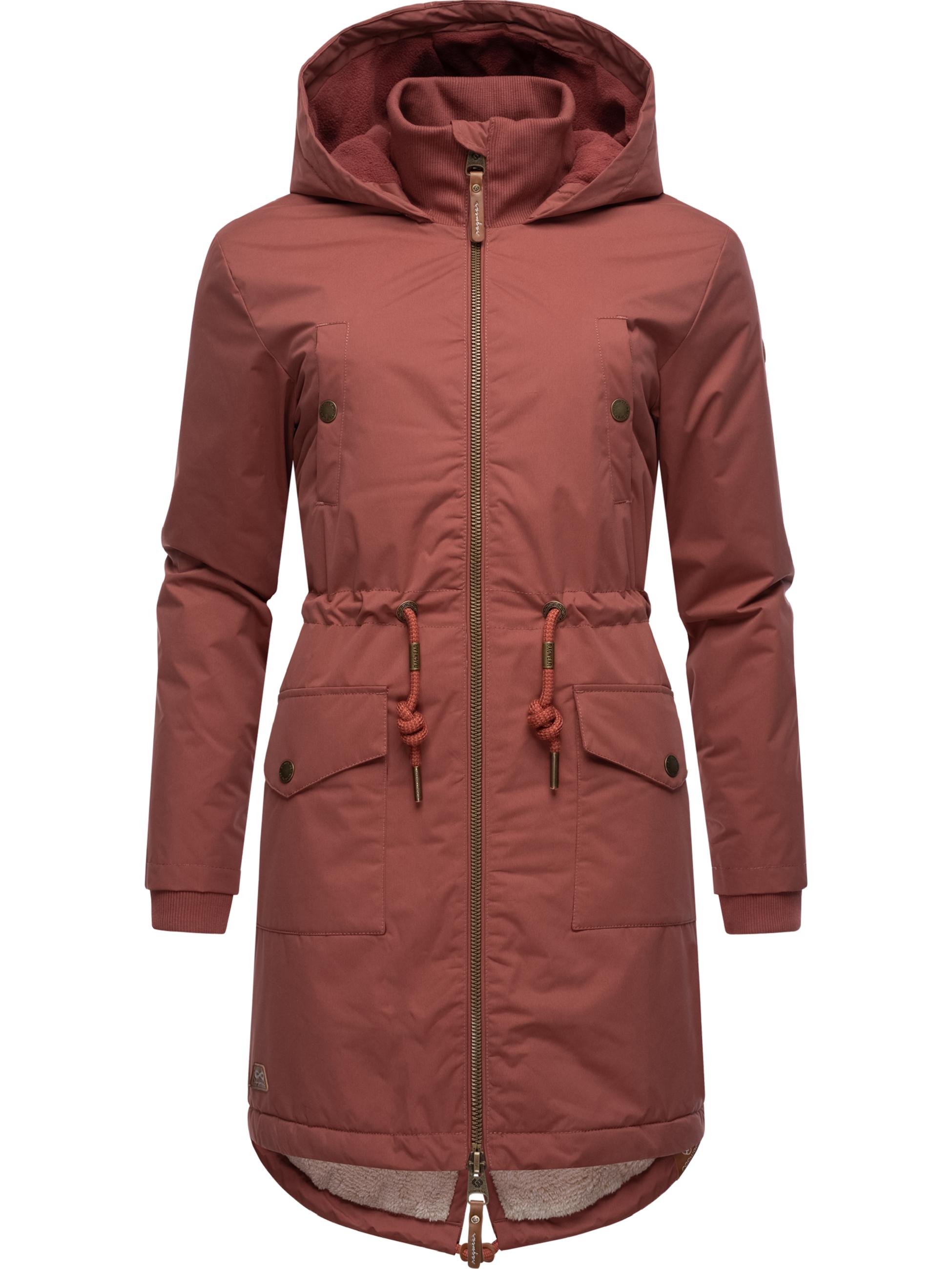 Langer Winterparka mit Kapuze "Crescend" Terracotta