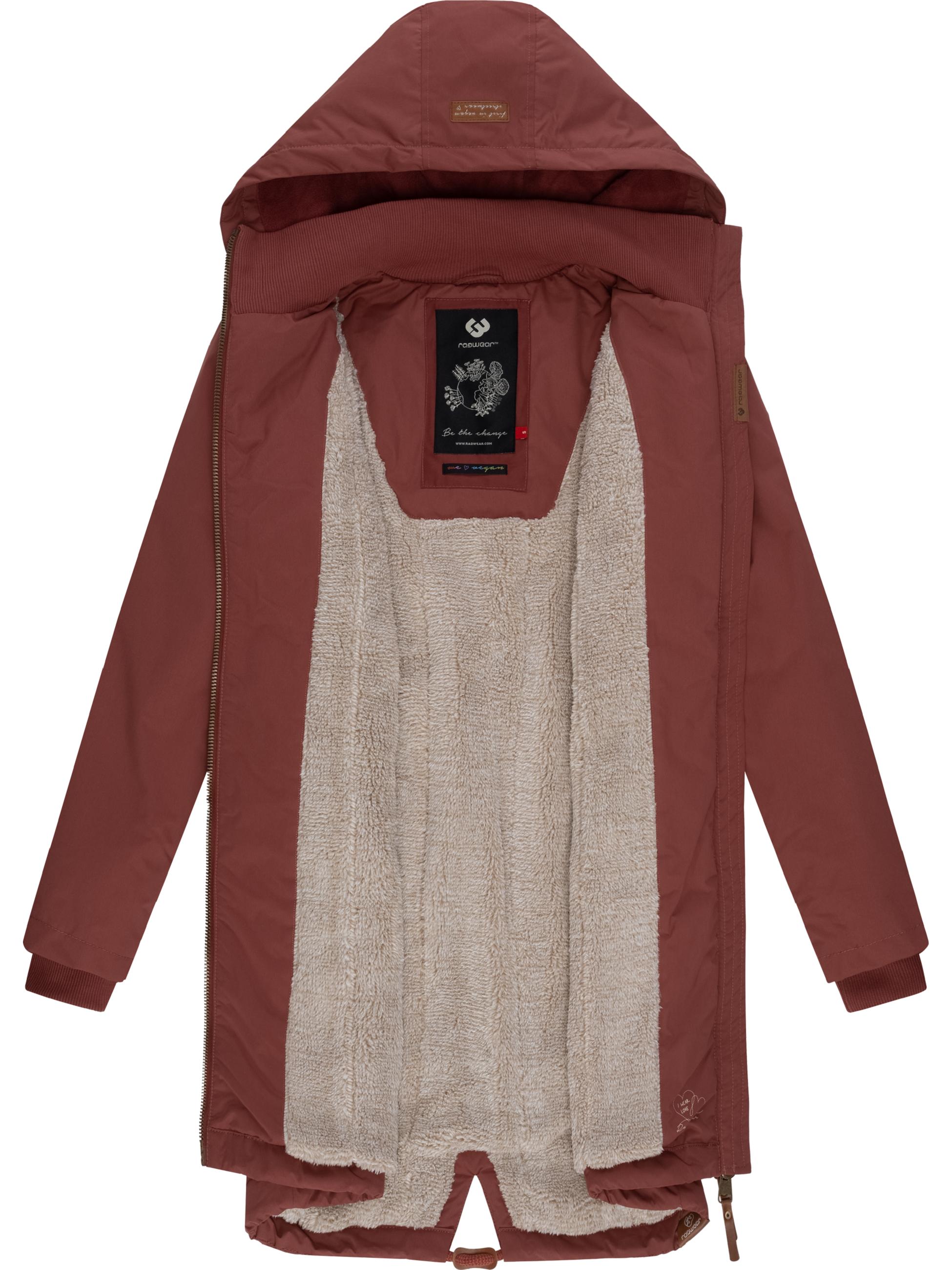 Langer Winterparka mit Kapuze "Crescend" Terracotta