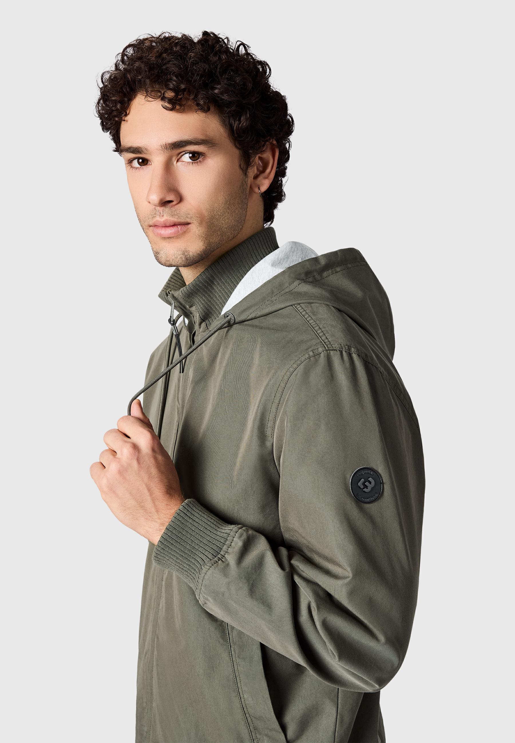 Leichte Übergangsjacke mit verstellbarer Kapuze "Crusien Hood YOUMODO" Dark Olive