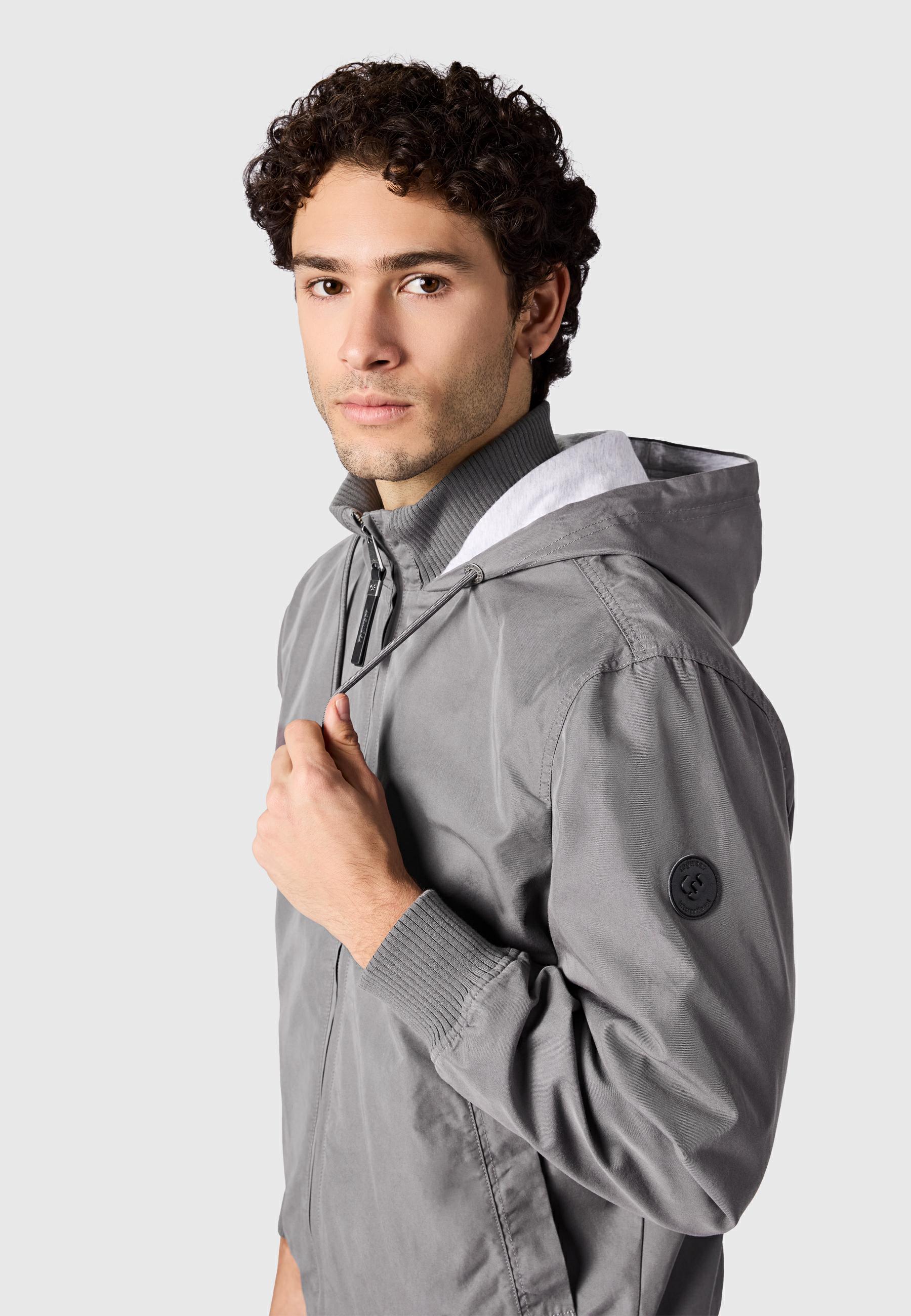 Leichte Übergangsjacke mit verstellbarer Kapuze "Crusien Hood YOUMODO" Stone Grey