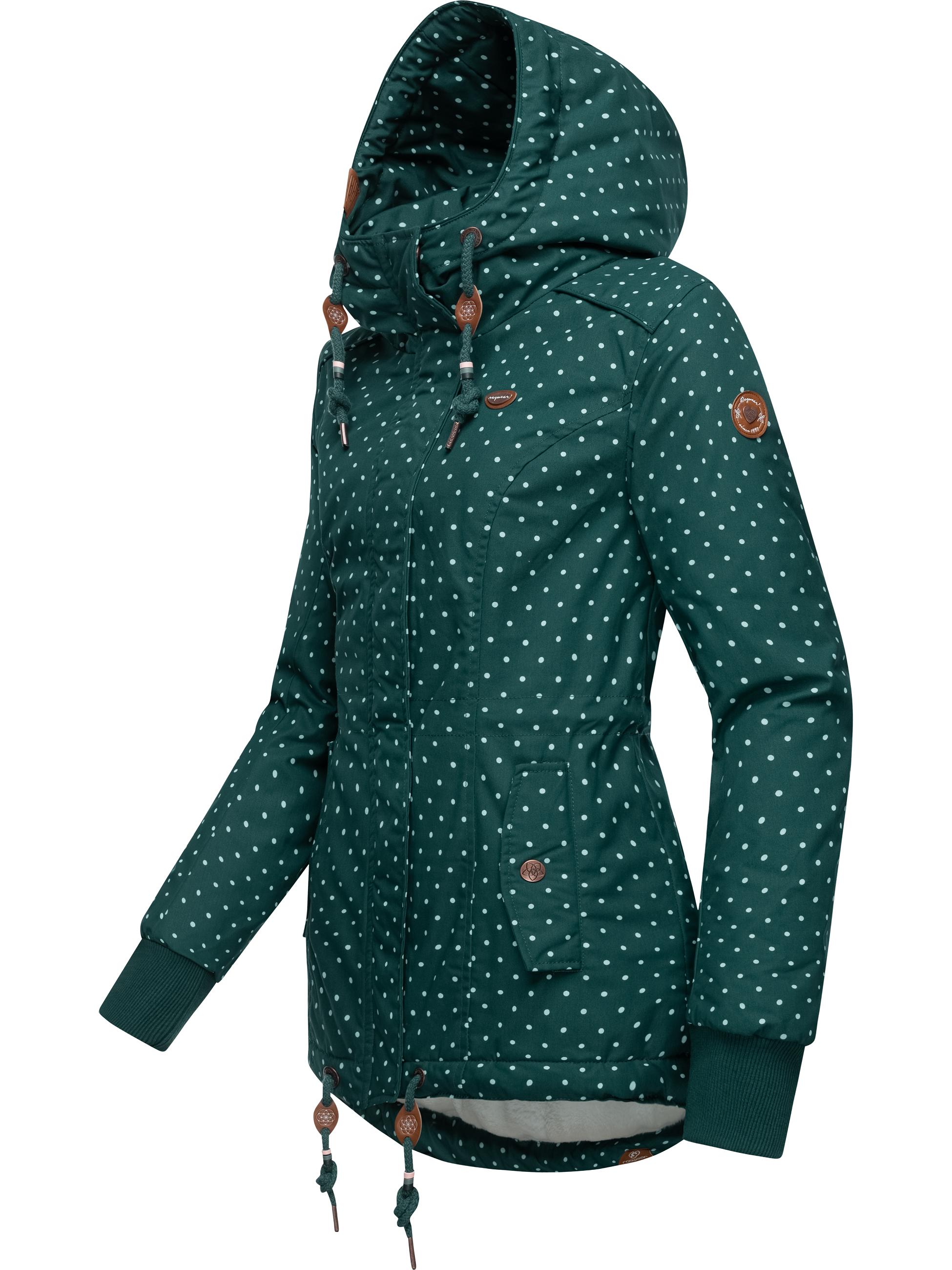 Kurzer Wintermantel mit Kapuze "Danka Dots Intl." Dark Green22