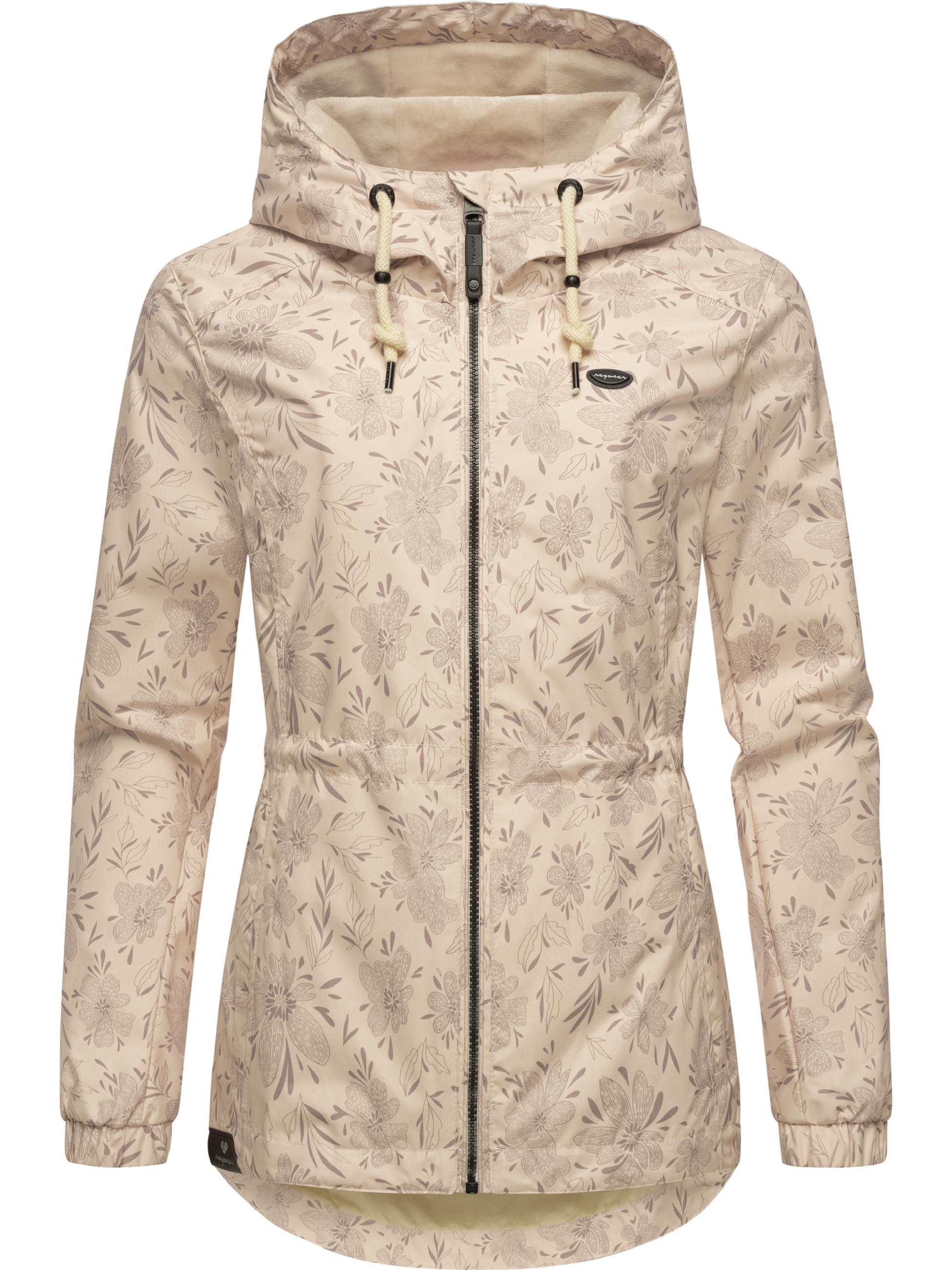 Wasserdichte Übergangsjacke mit floralem Print "Dankka Spring" Beige