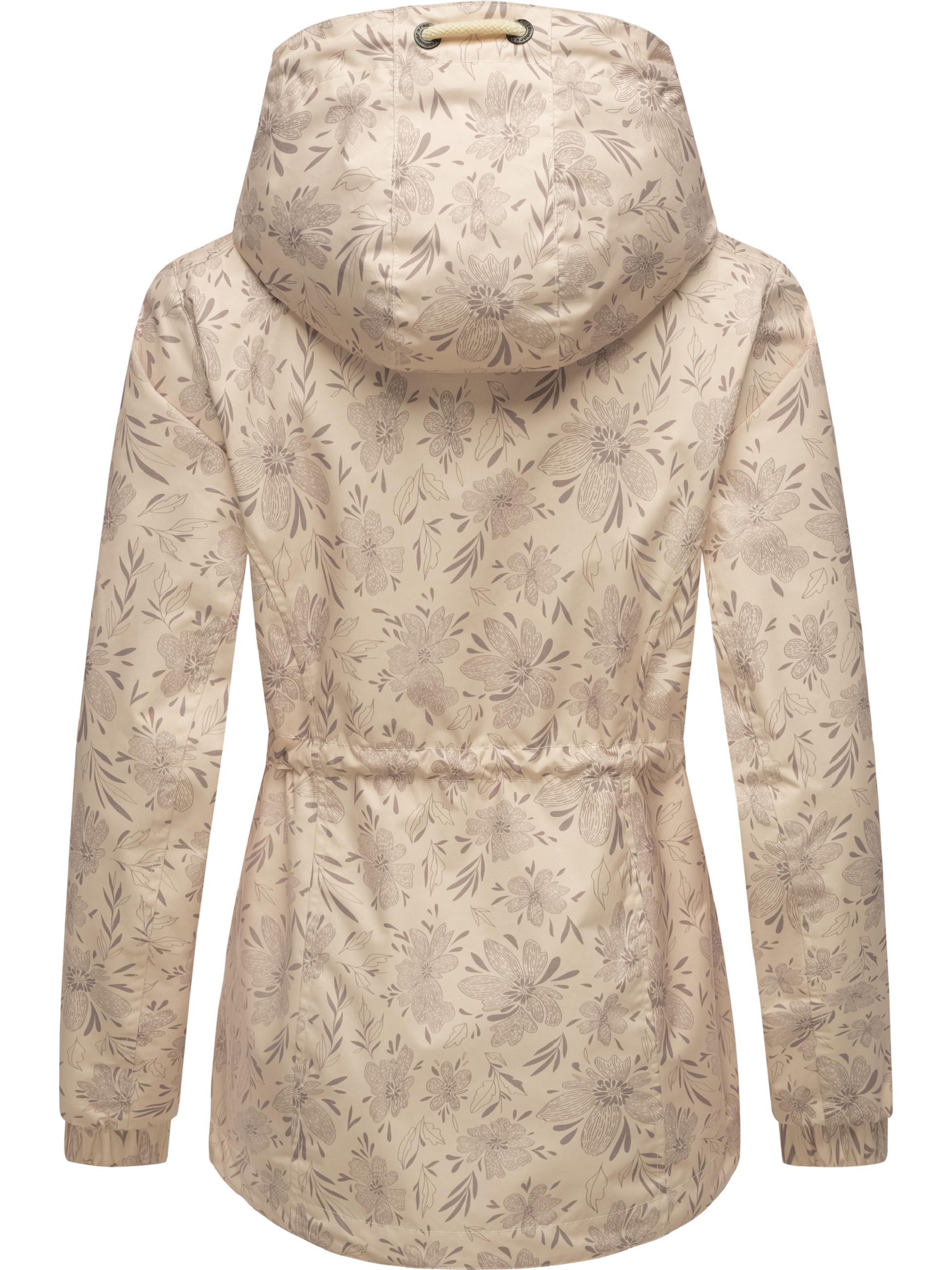 Wasserdichte Übergangsjacke mit floralem Print "Dankka Spring" Beige