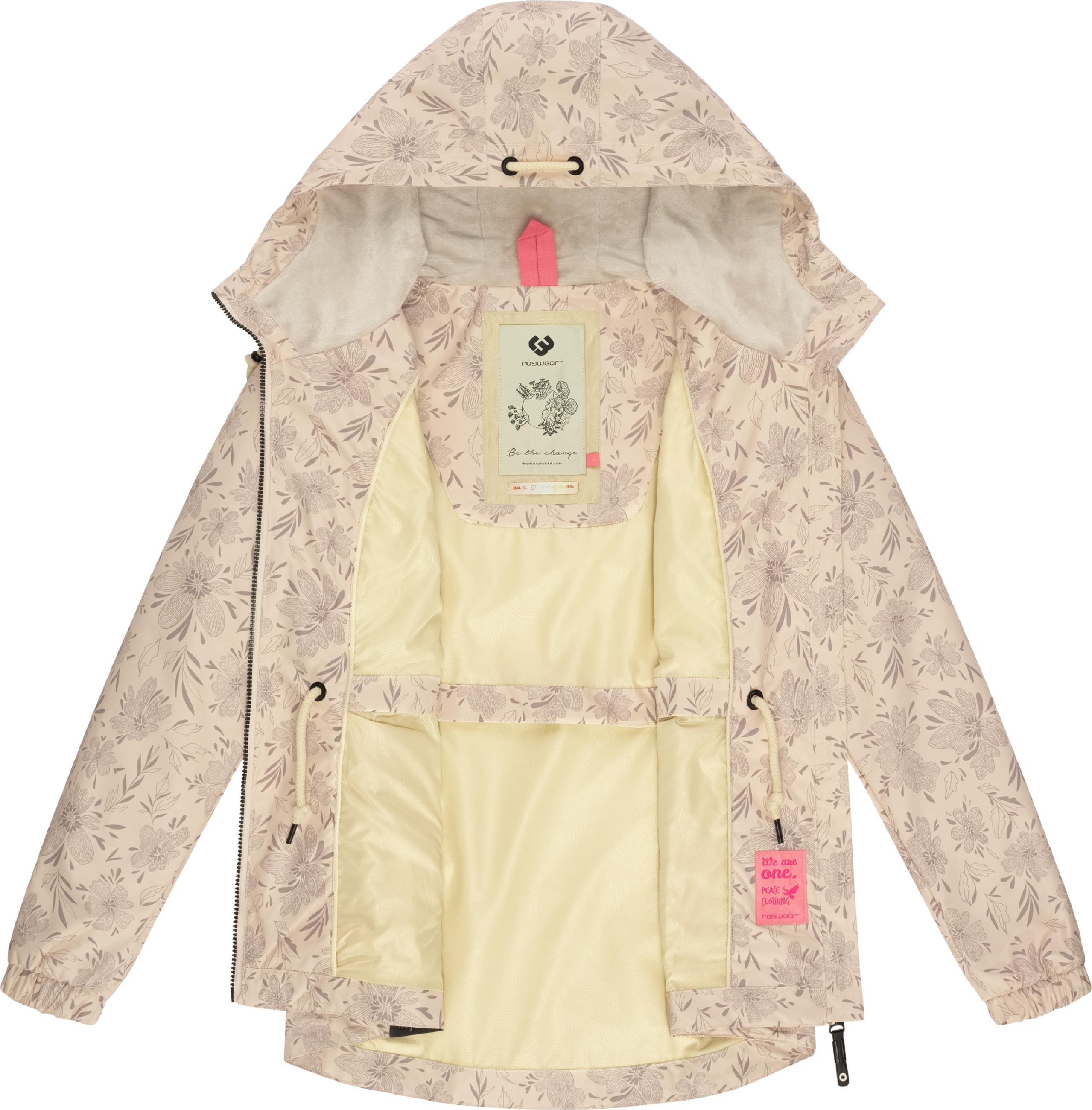 Wasserdichte Übergangsjacke mit floralem Print "Dankka Spring" Beige