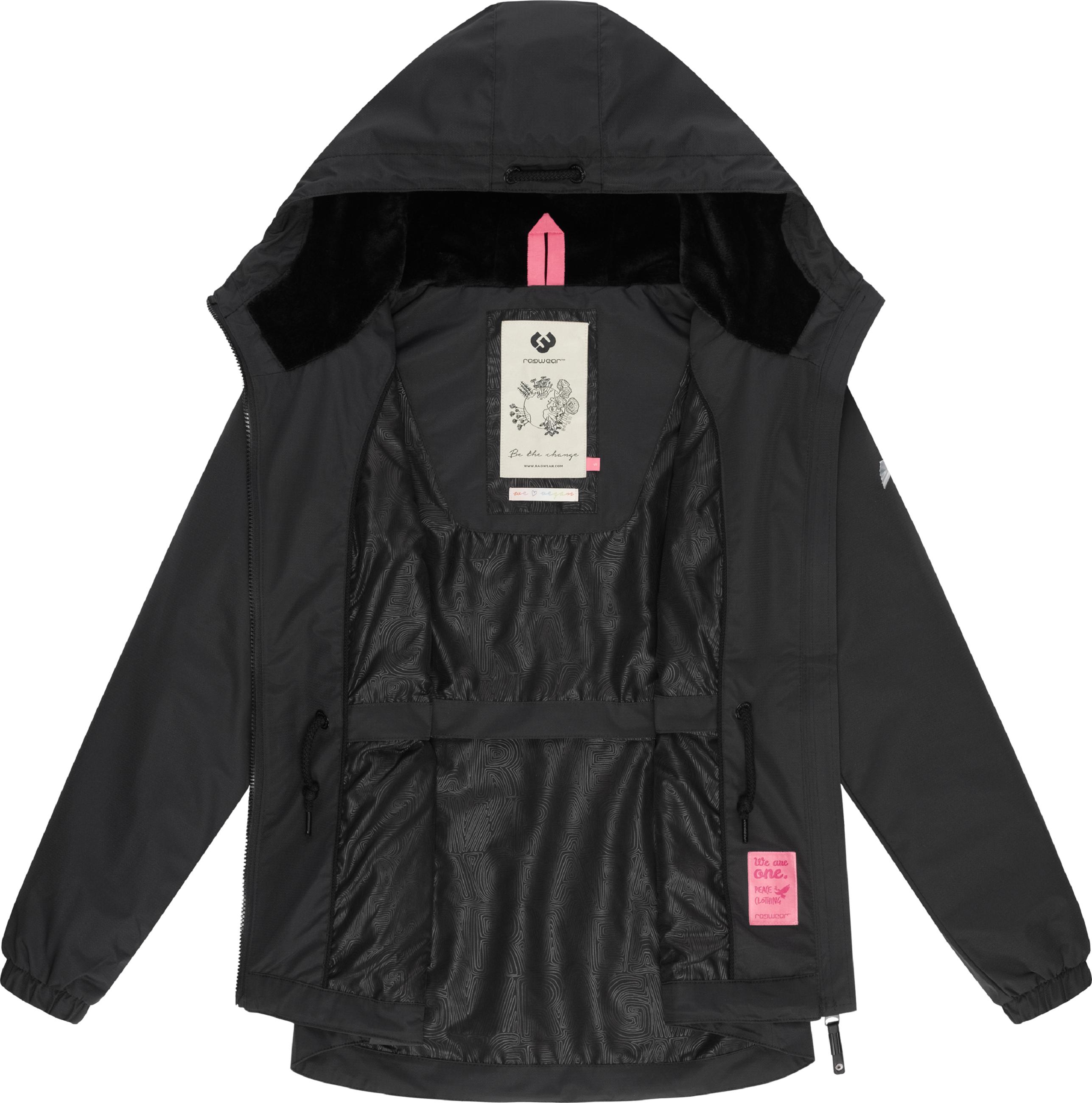 Wasserdichte Übergangsjacke mit Kapuze "Dankka Tech" Black