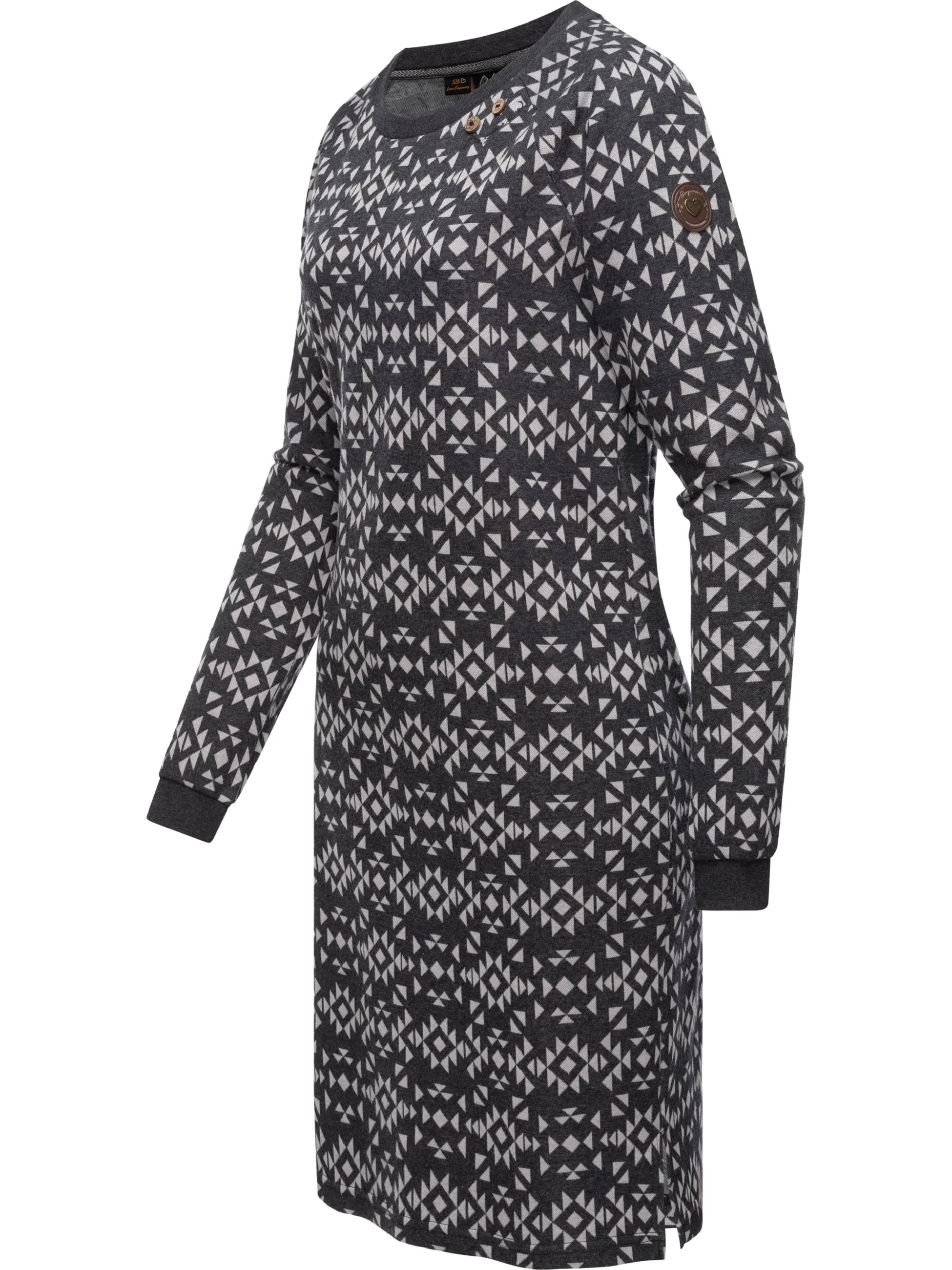 Jersey Shirtkleid Langarm Sweatkleid Winterkleid Dassa Aztec Dark Grey