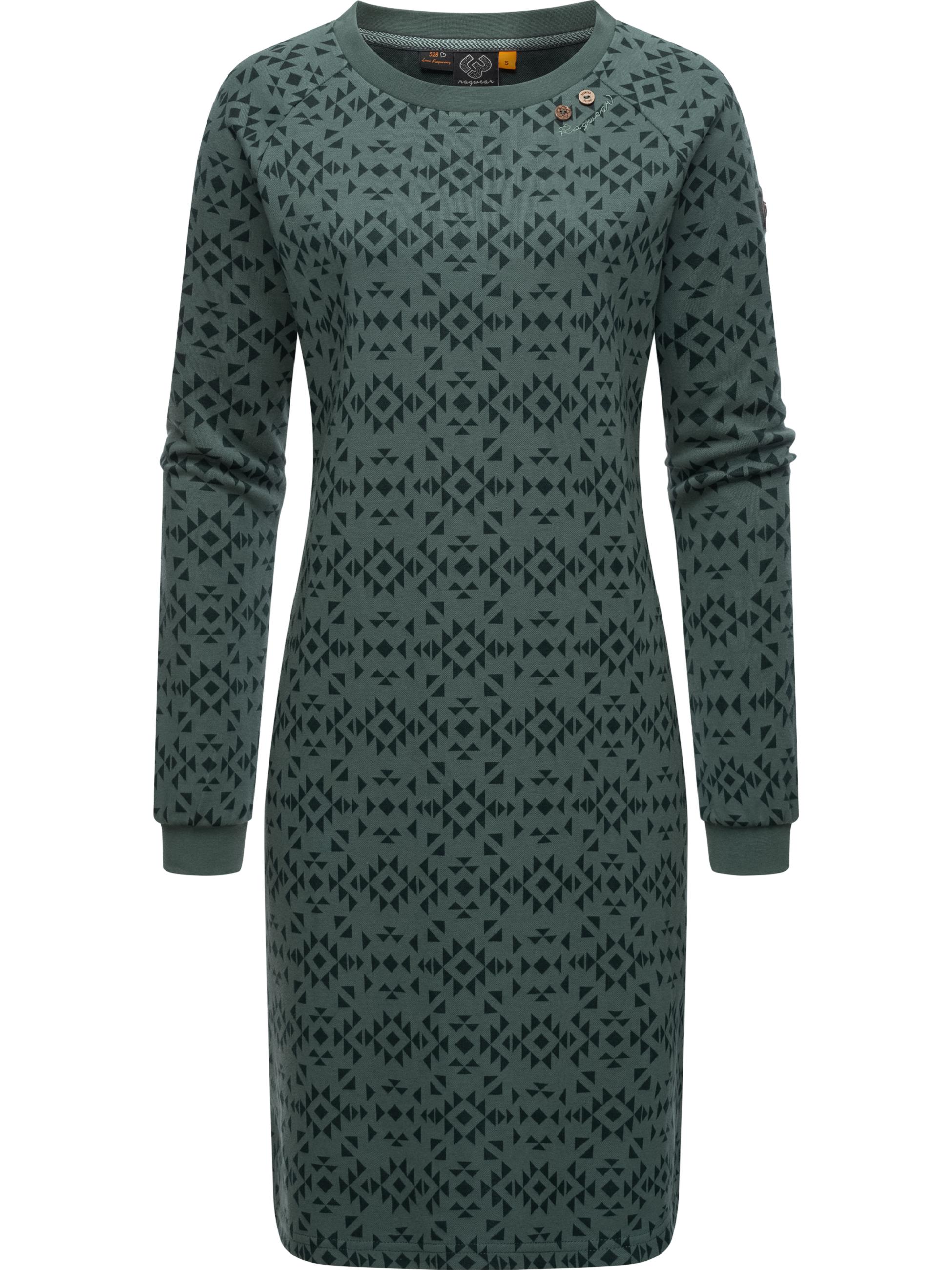 Jersey Shirtkleid Langarm Sweatkleid Winterkleid Dassa Aztec Pine Green