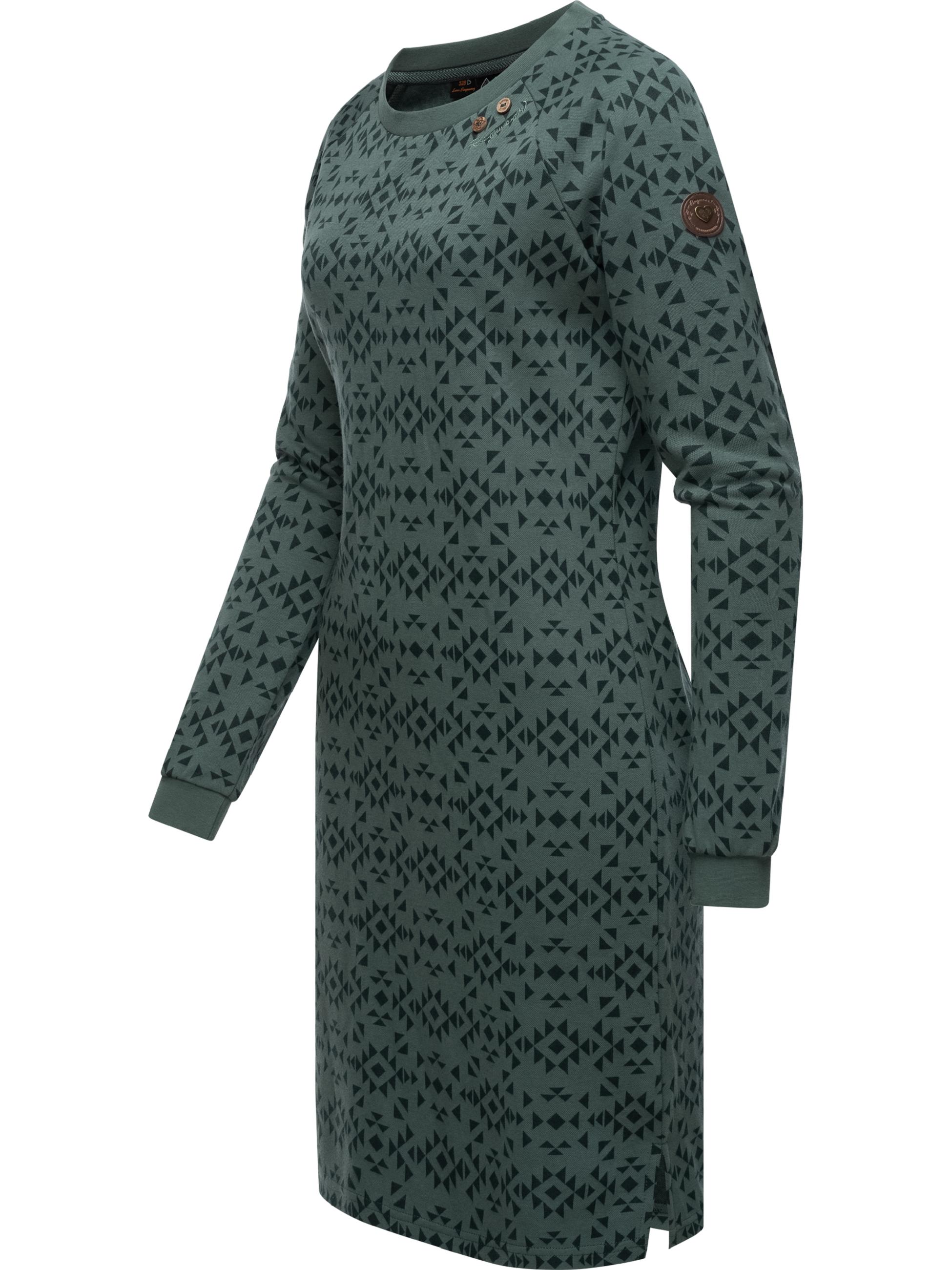 Jersey Shirtkleid Langarm Sweatkleid Winterkleid Dassa Aztec Pine Green