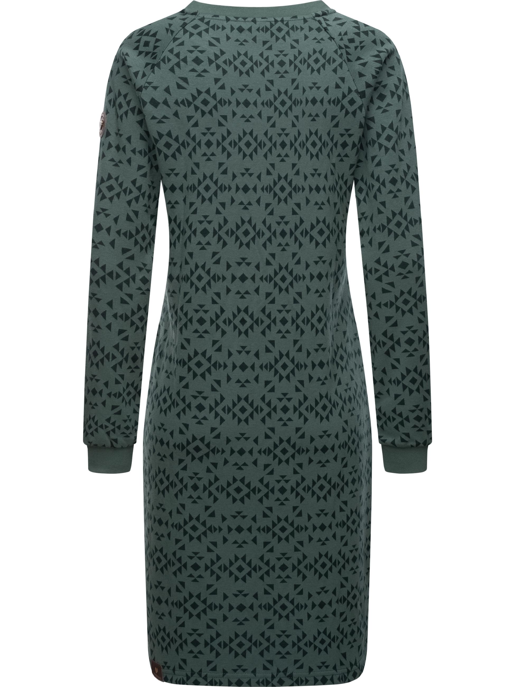 Jersey Shirtkleid Langarm Sweatkleid Winterkleid Dassa Aztec Pine Green