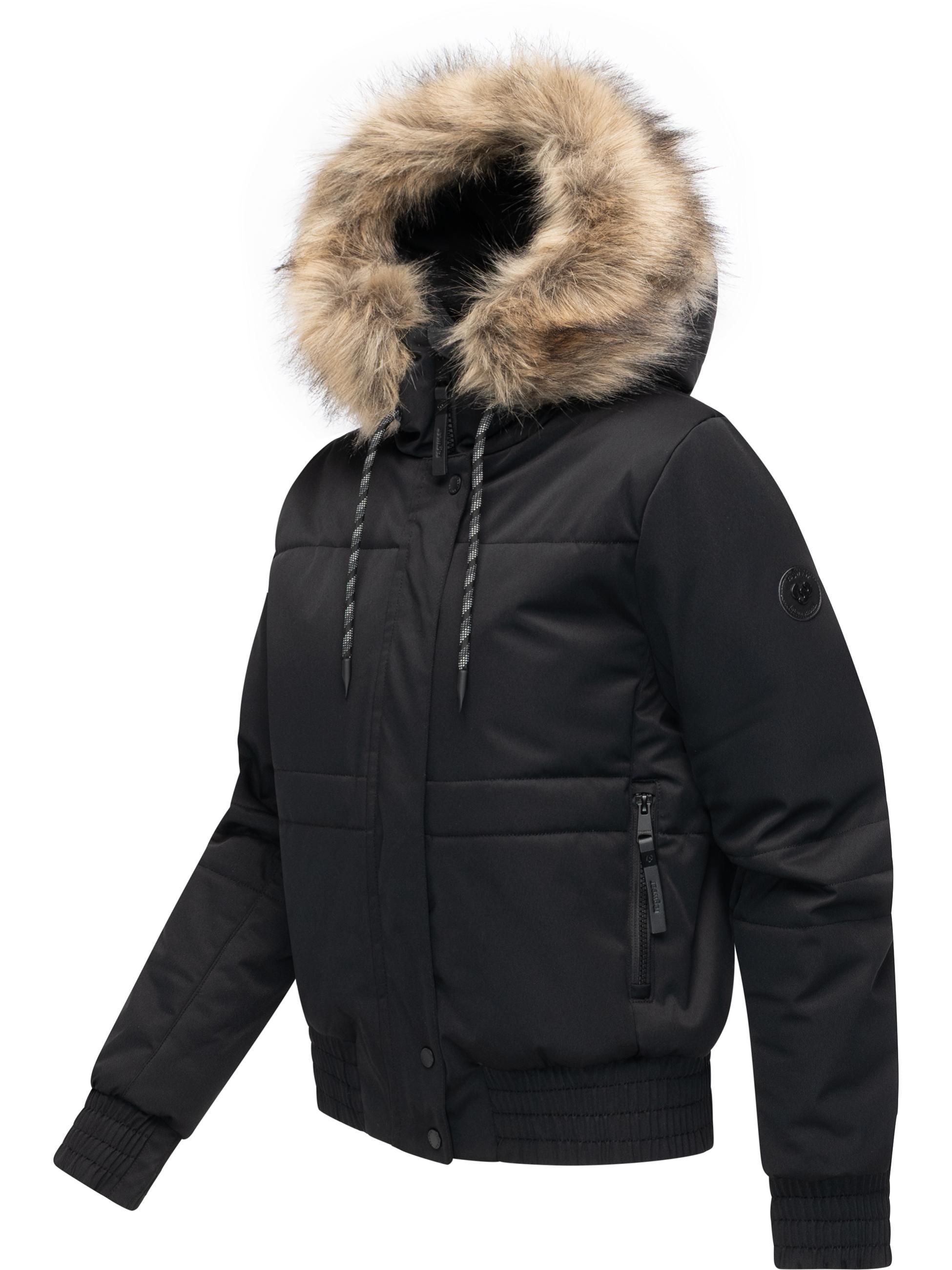 warme Winterjacke mit Kunstfell "Deluxia" Black