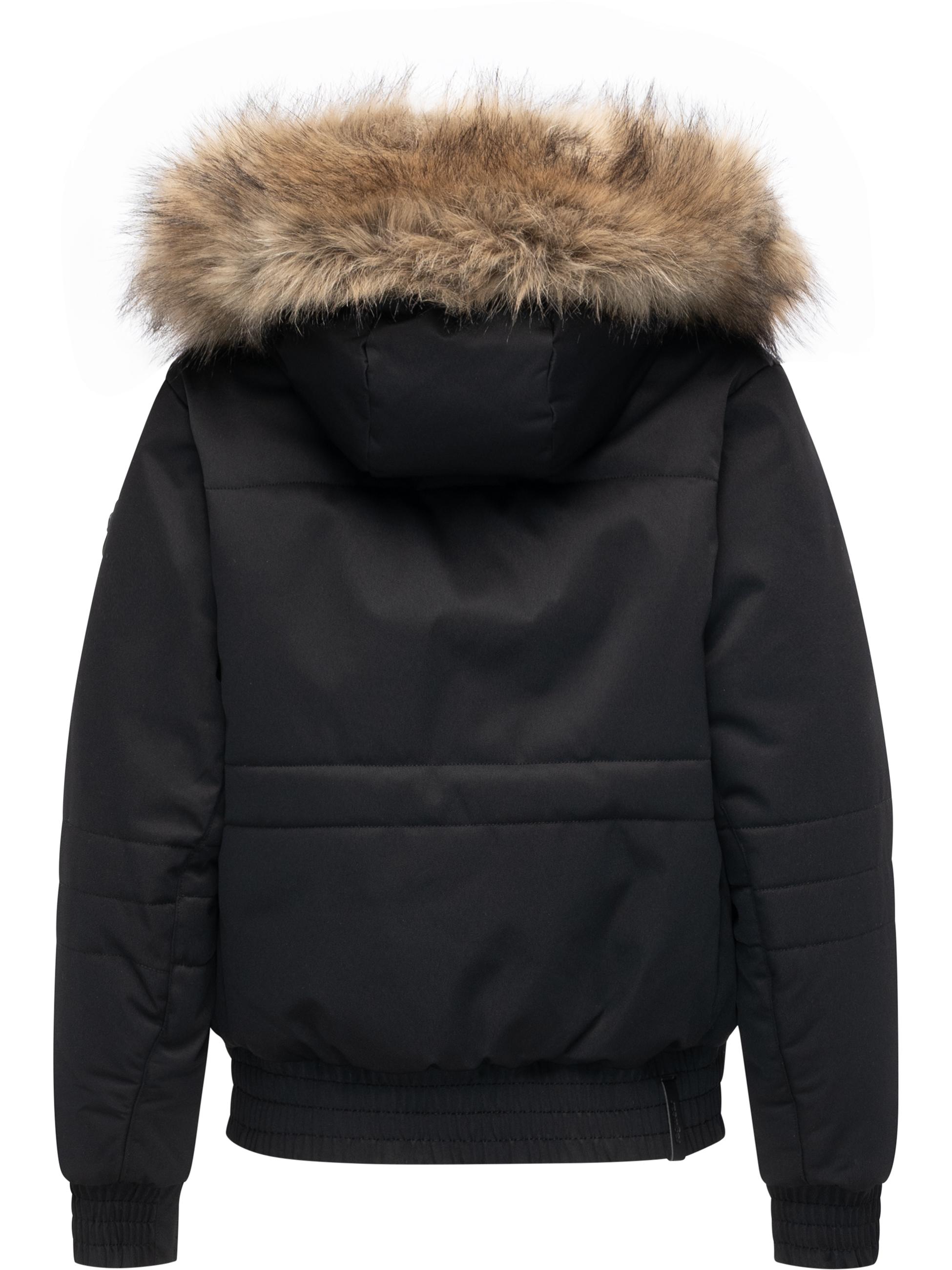 warme Winterjacke mit Kunstfell "Deluxia" Black