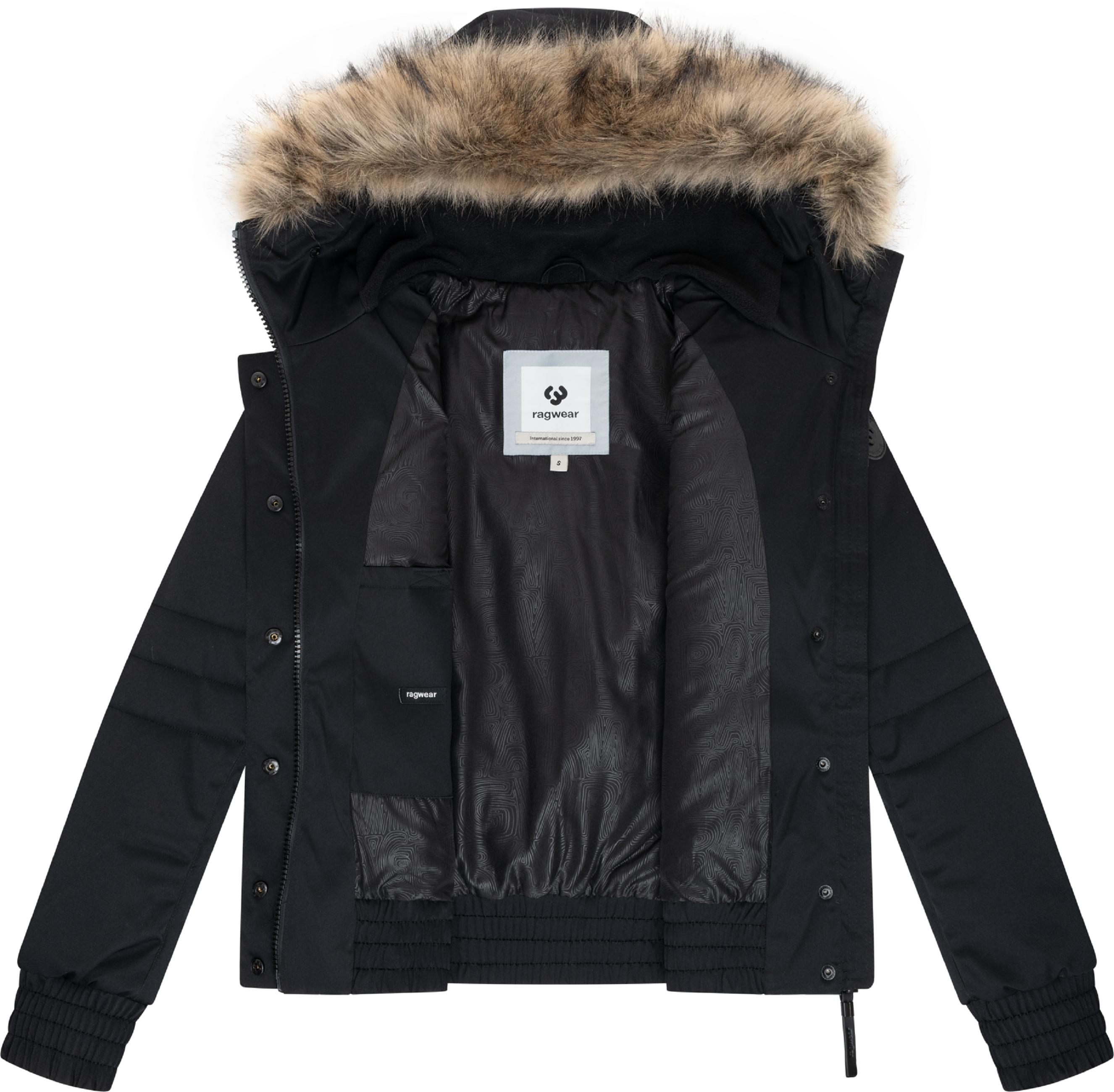 warme Winterjacke mit Kunstfell "Deluxia" Black