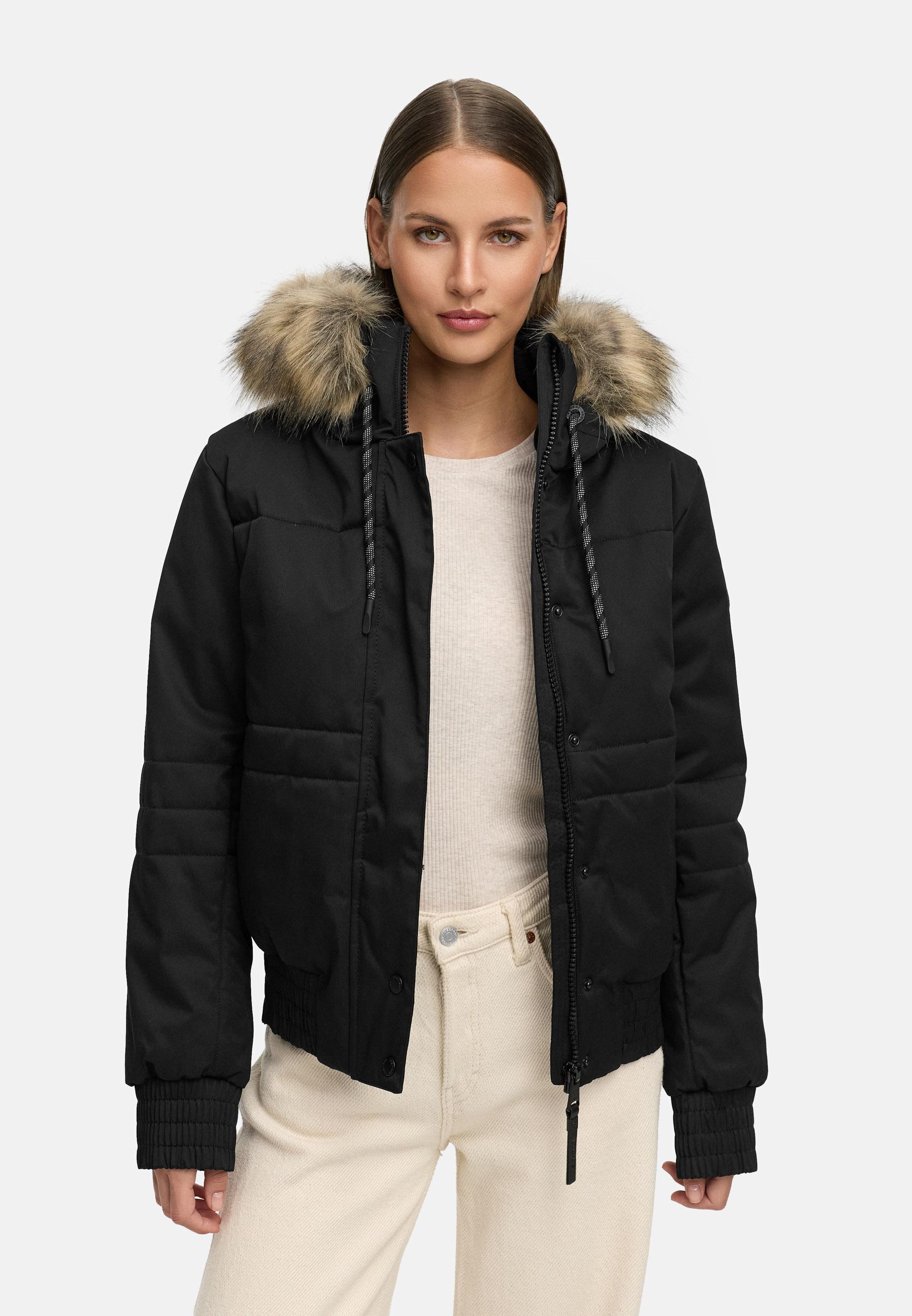 warme Winterjacke mit Kunstfell "Deluxia" Black