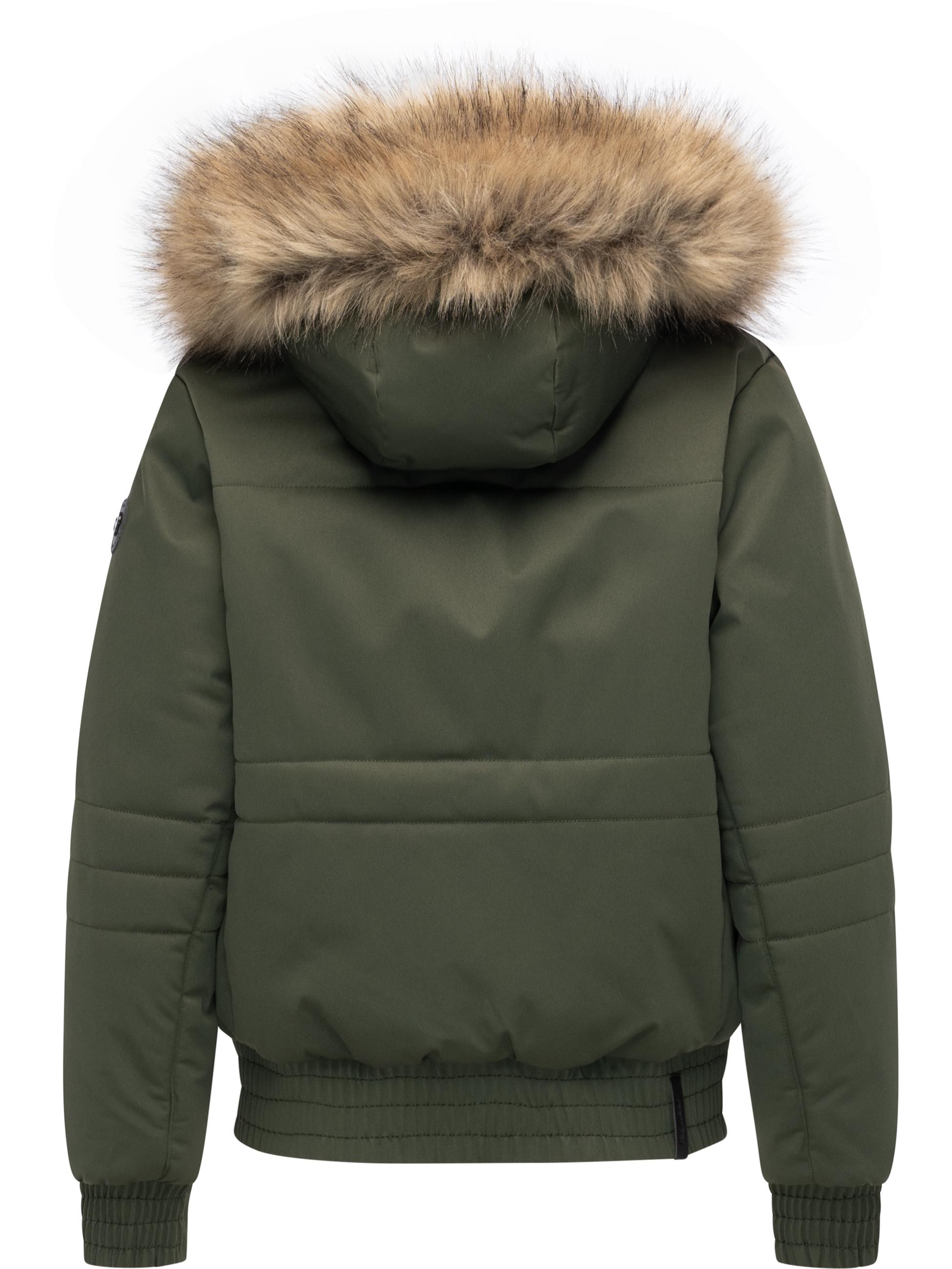 warme Winterjacke mit Kunstfell "Deluxia" Dark Olive