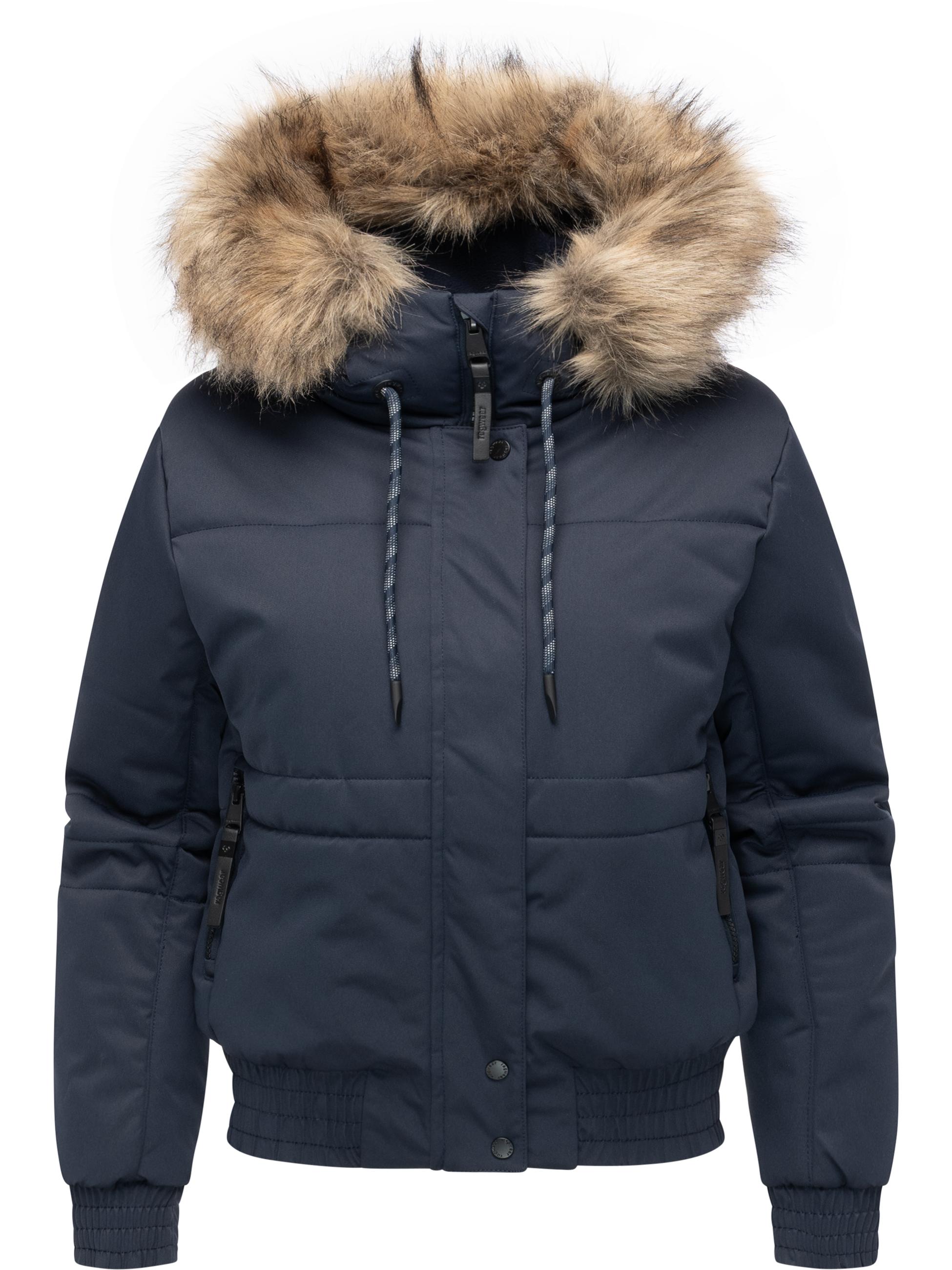 warme Winterjacke mit Kunstfell "Deluxia" Navy
