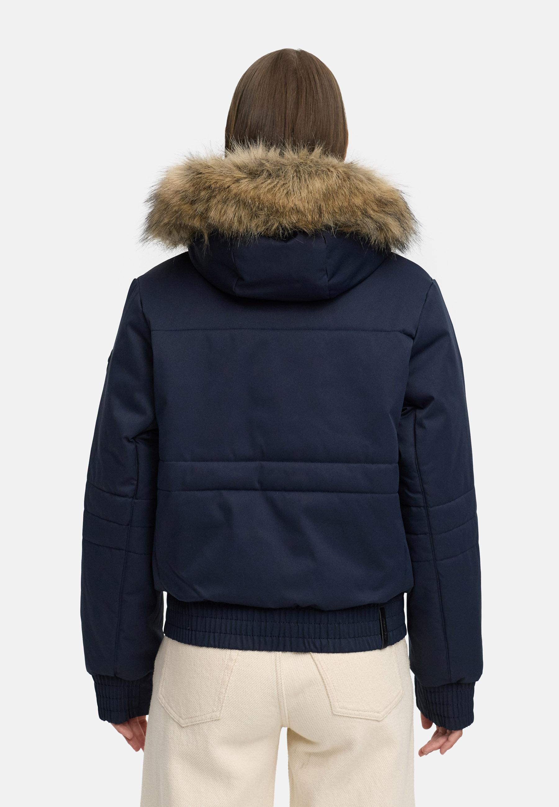 warme Winterjacke mit Kunstfell "Deluxia" Navy