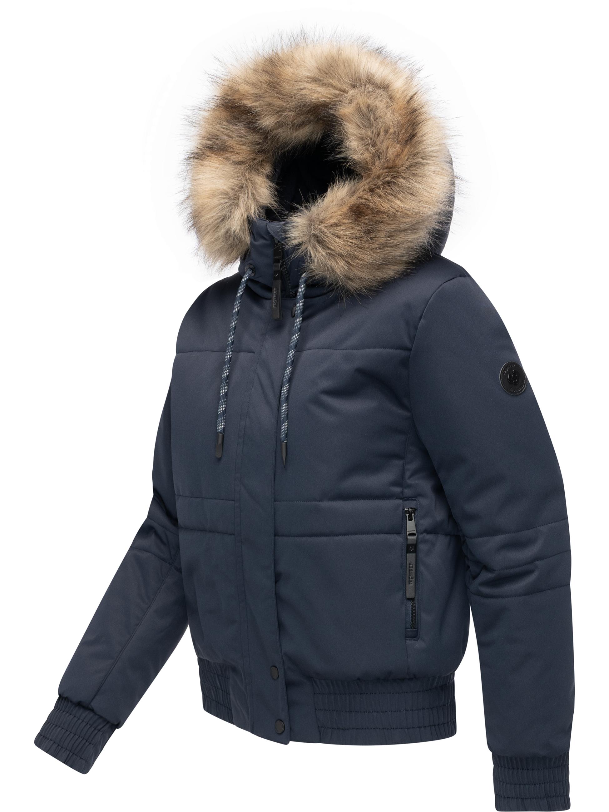 warme Winterjacke mit Kunstfell "Deluxia" Navy
