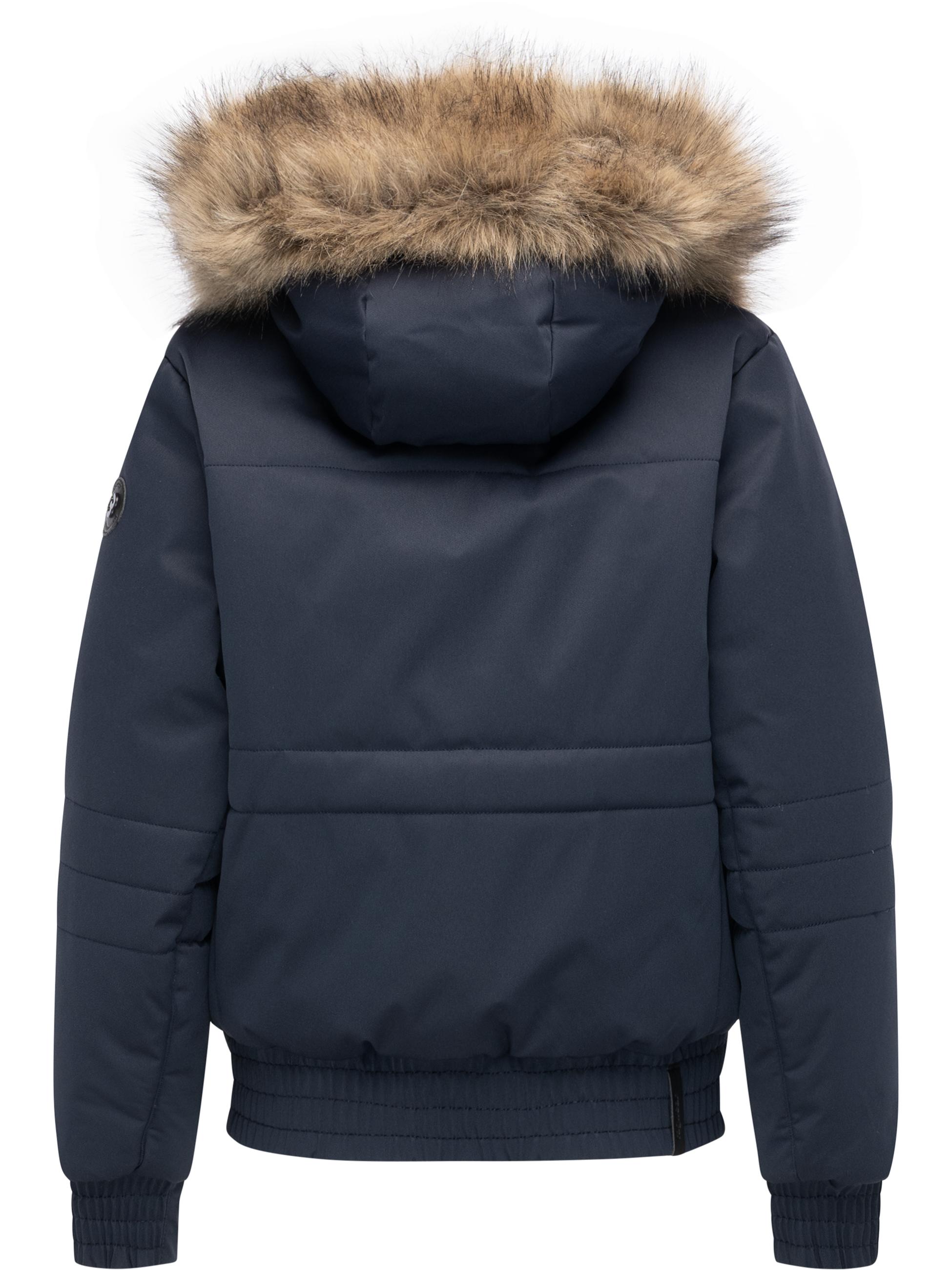 warme Winterjacke mit Kunstfell "Deluxia" Navy
