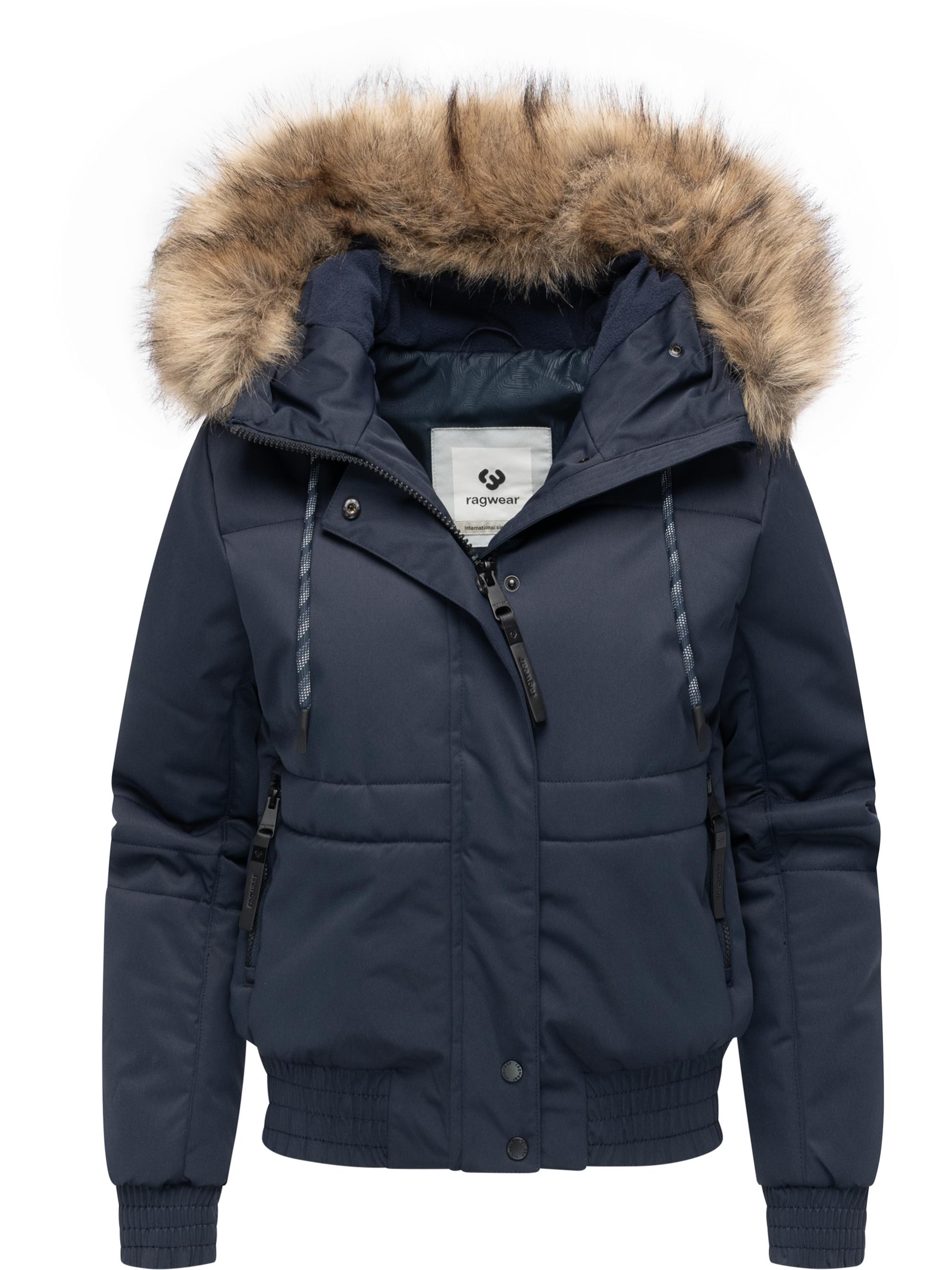warme Winterjacke mit Kunstfell "Deluxia" Navy