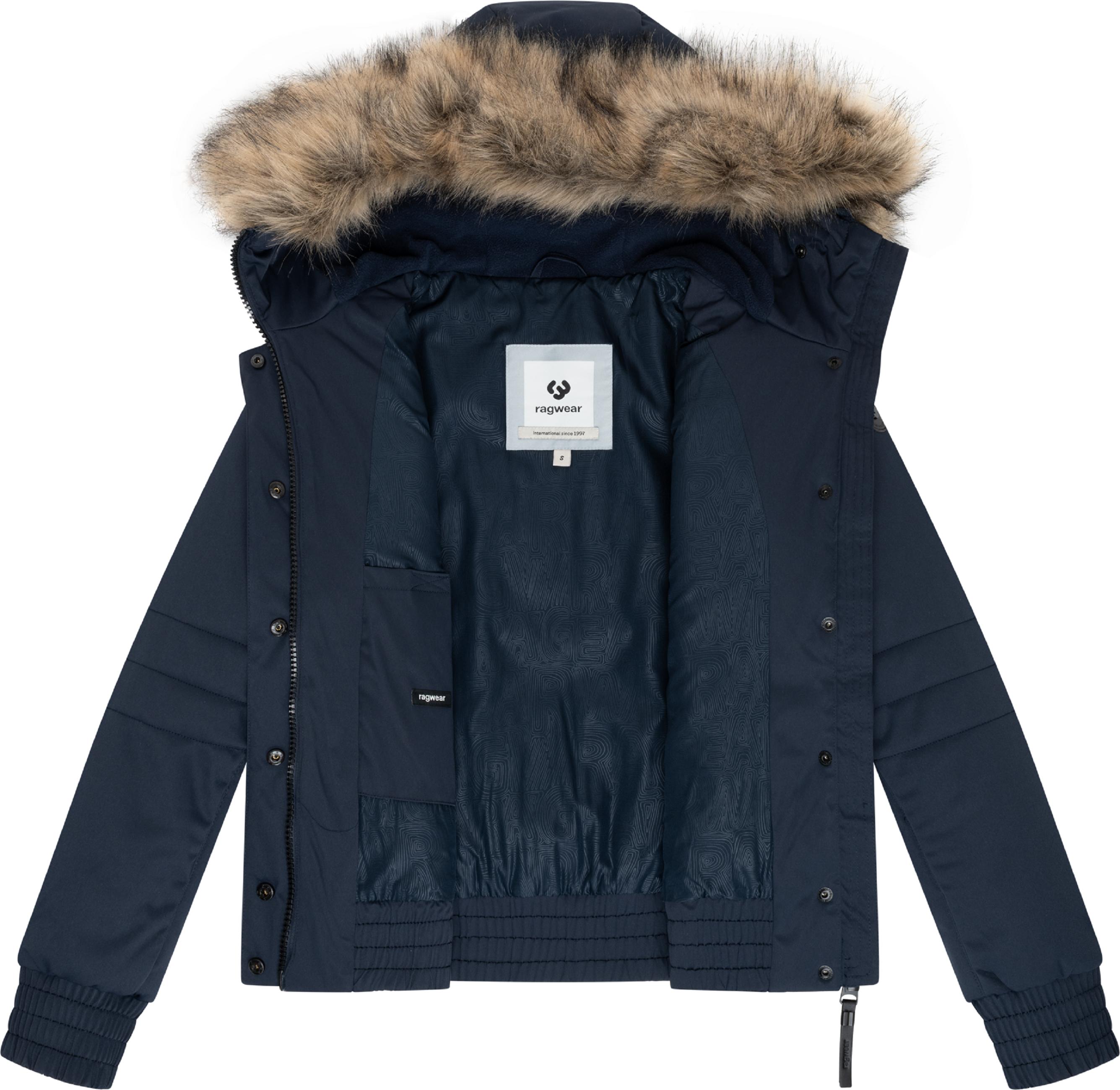 warme Winterjacke mit Kunstfell "Deluxia" Navy