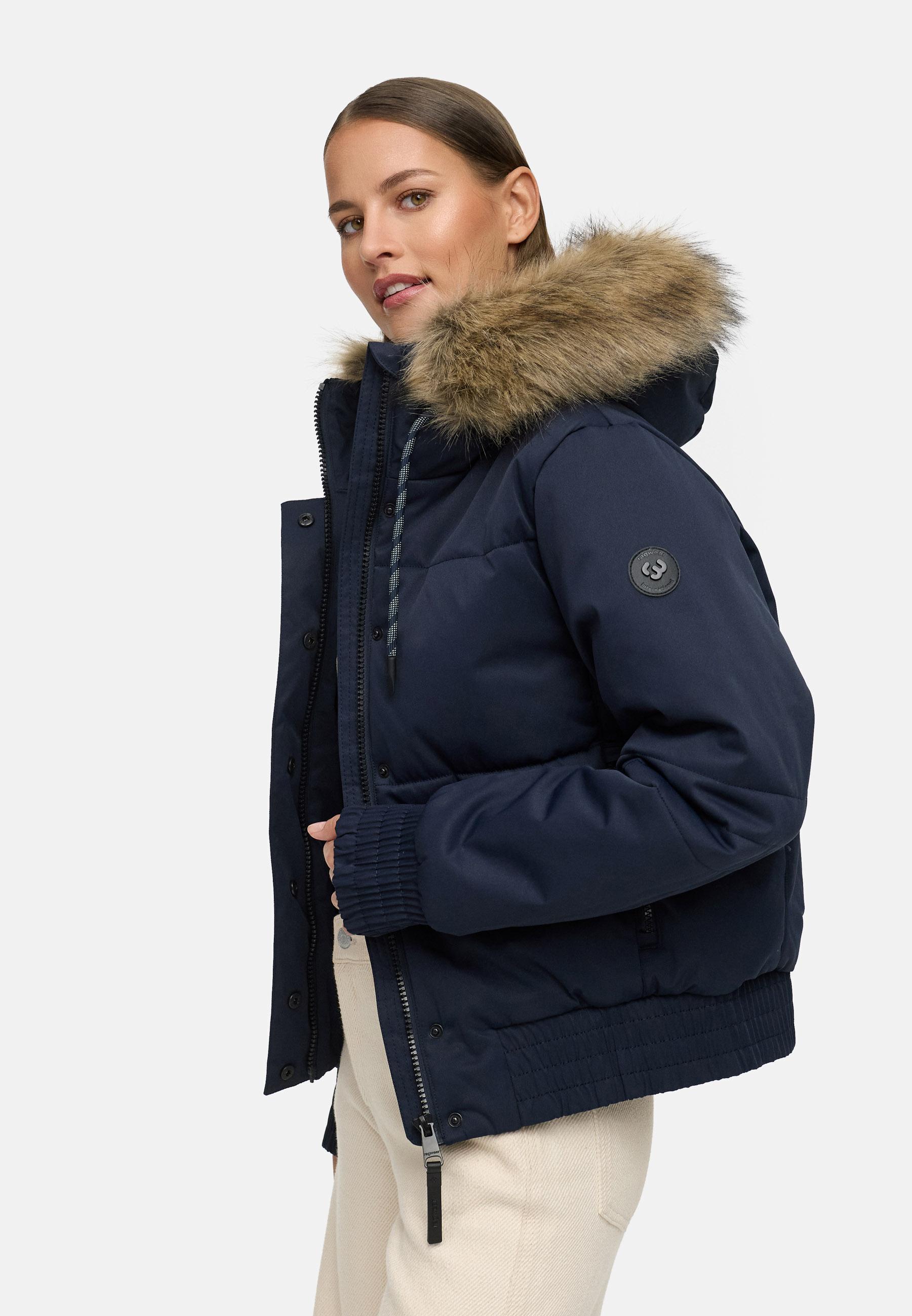 warme Winterjacke mit Kunstfell "Deluxia" Navy