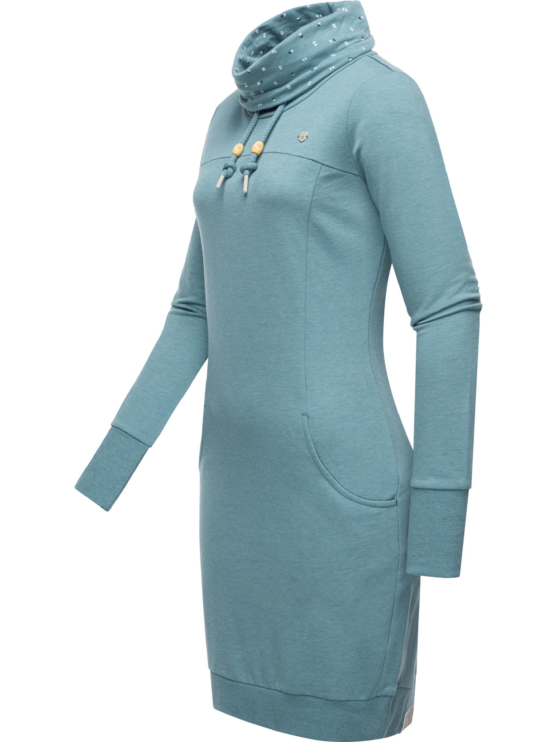 Winterkleid warm Langarm Sweatkleid Samtkleid Ditik Light Aqua23