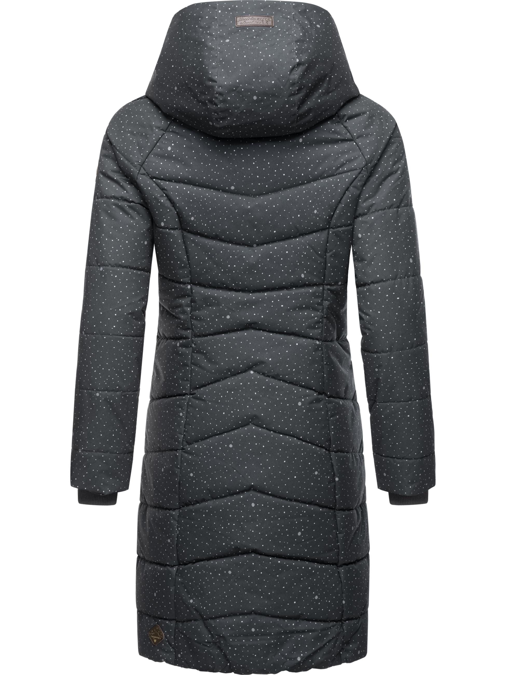 Langer Winter Steppmantel "Dizzie Coat Print" Dark Grey