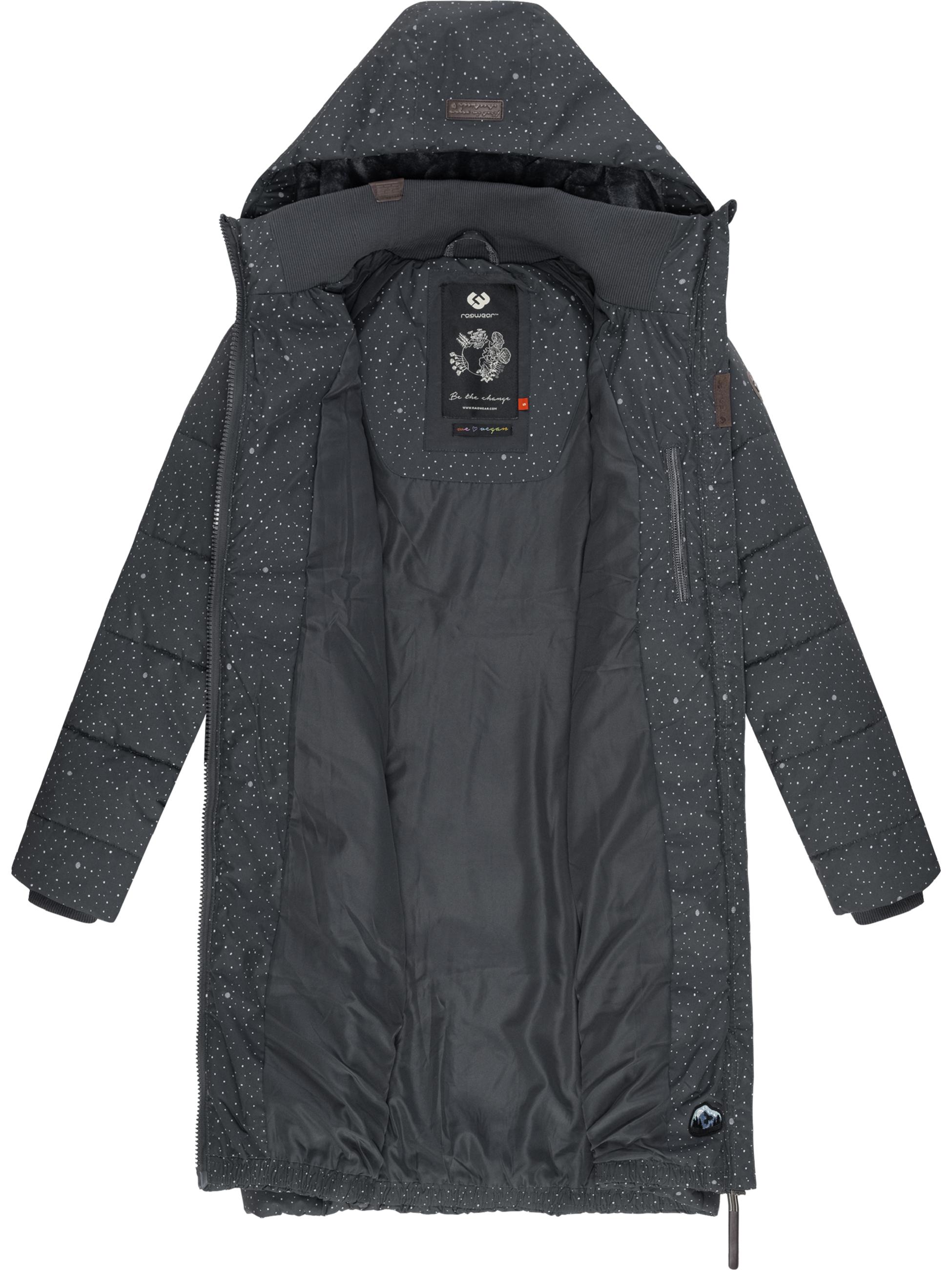 Langer Winter Steppmantel "Dizzie Coat Print" Dark Grey