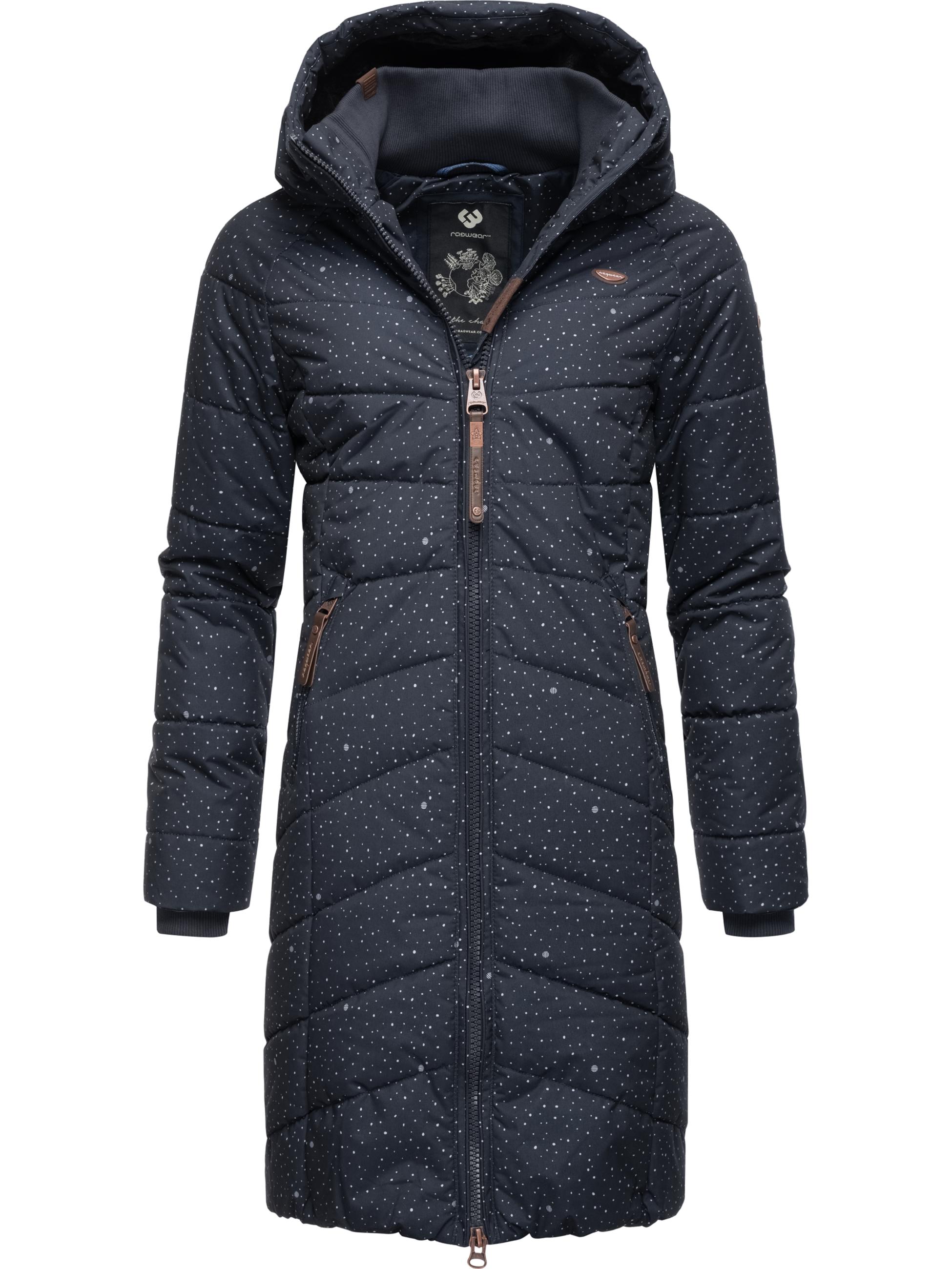 Langer Winter Steppmantel "Dizzie Coat Print" Navy