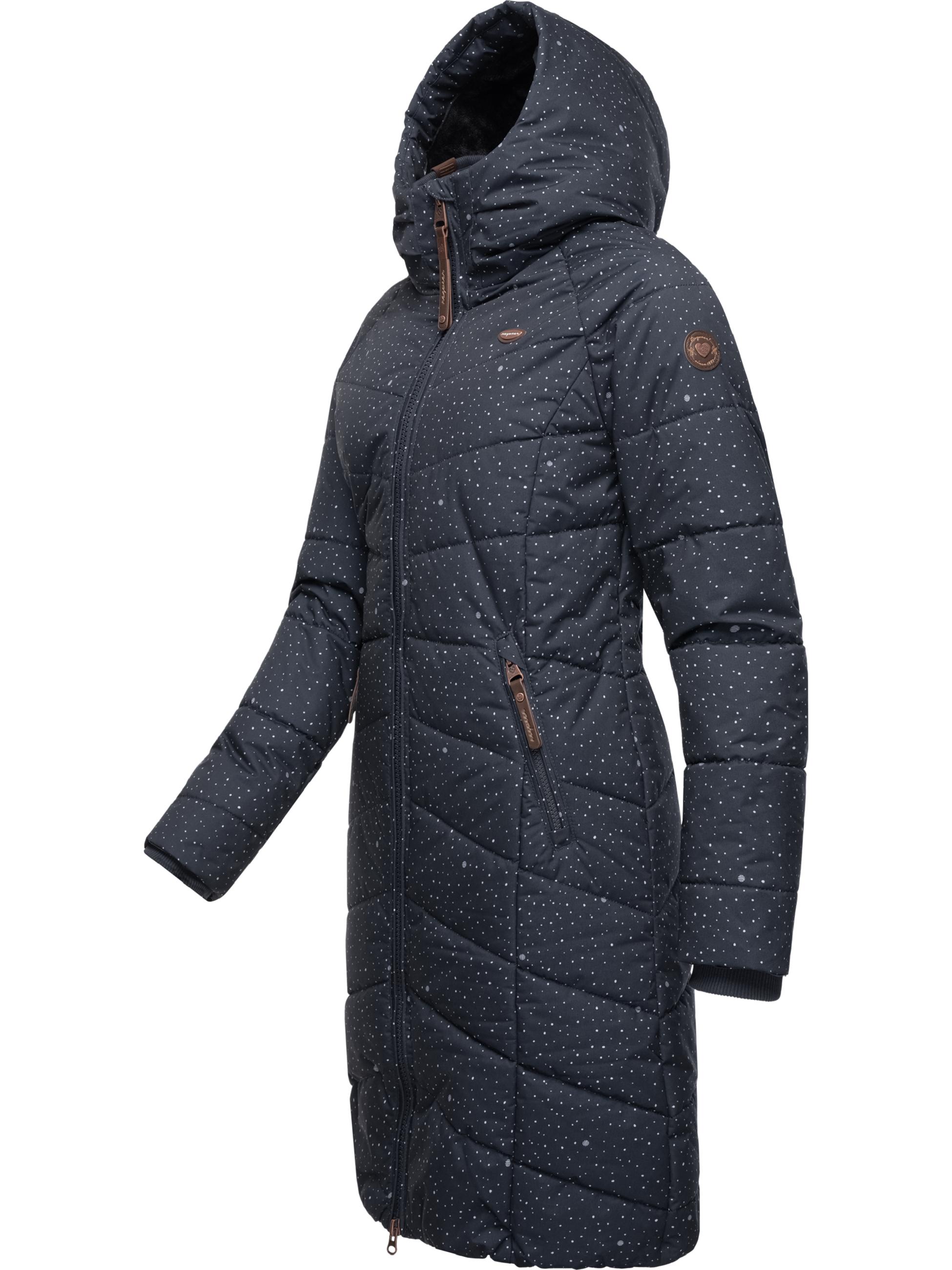 Langer Winter Steppmantel "Dizzie Coat Print" Navy