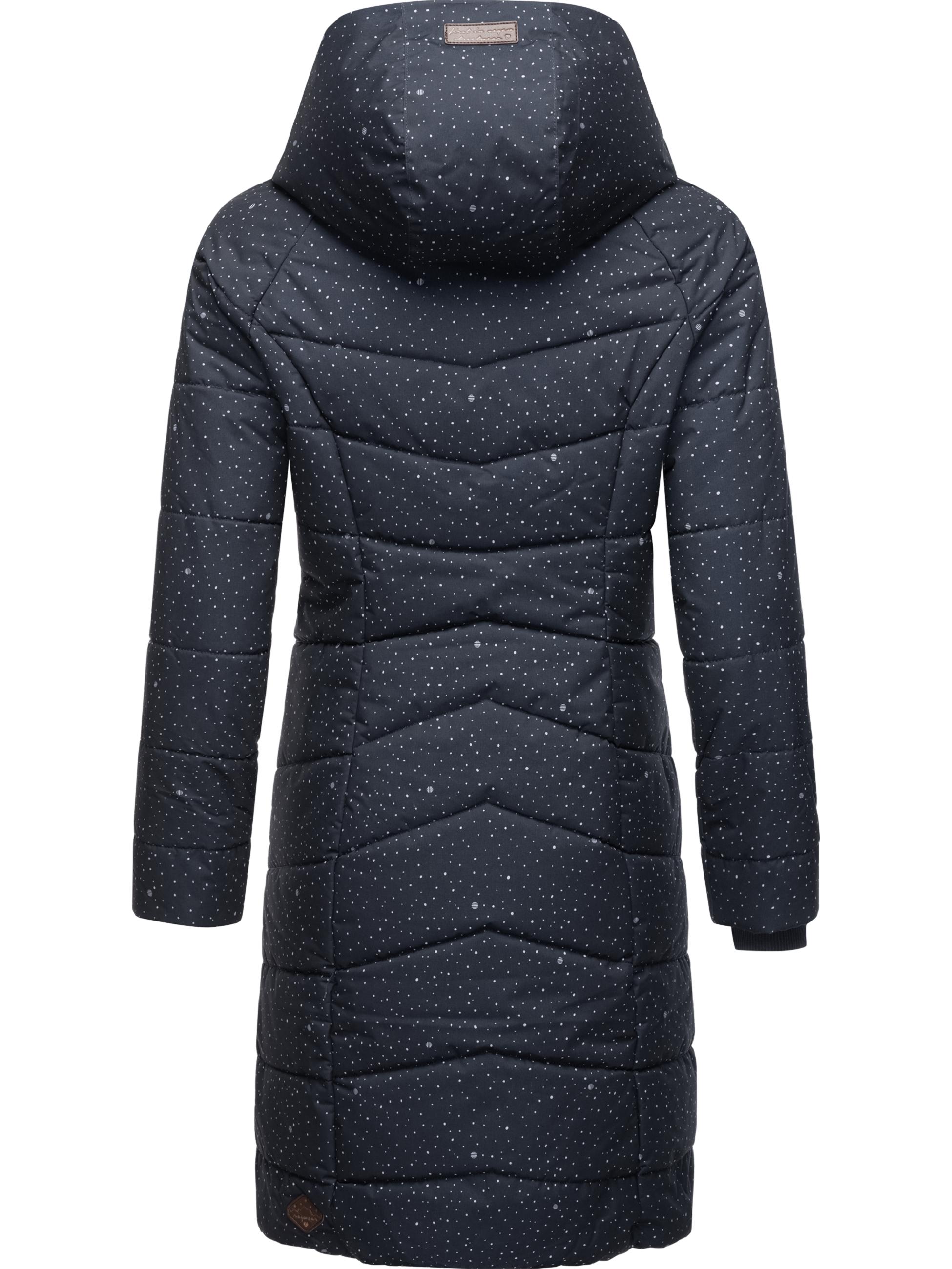 Langer Winter Steppmantel "Dizzie Coat Print" Navy